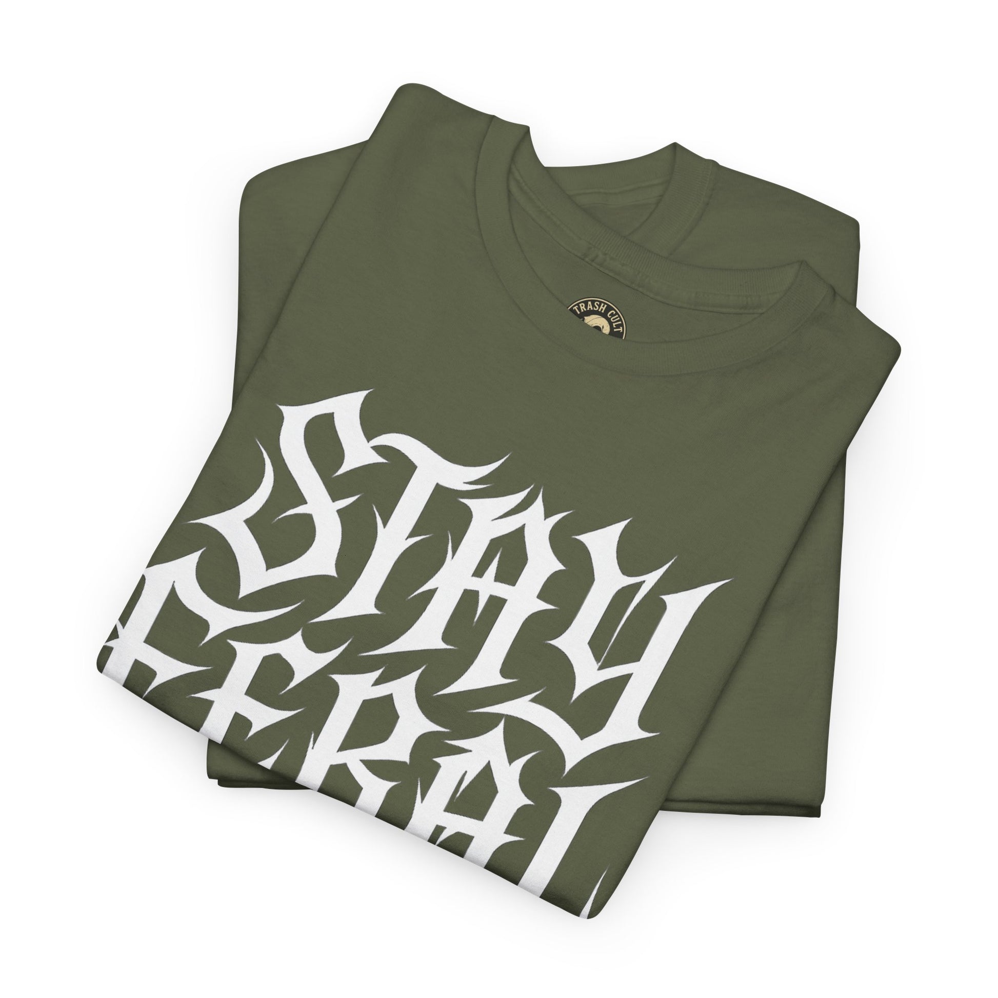 Unisex Heavy Cotton Tee - Stay Feral Graphic Tee, Streetwear Shirt, Gift for Wild Spirits, Eco-Friendly Casualwear, Summer Fashion