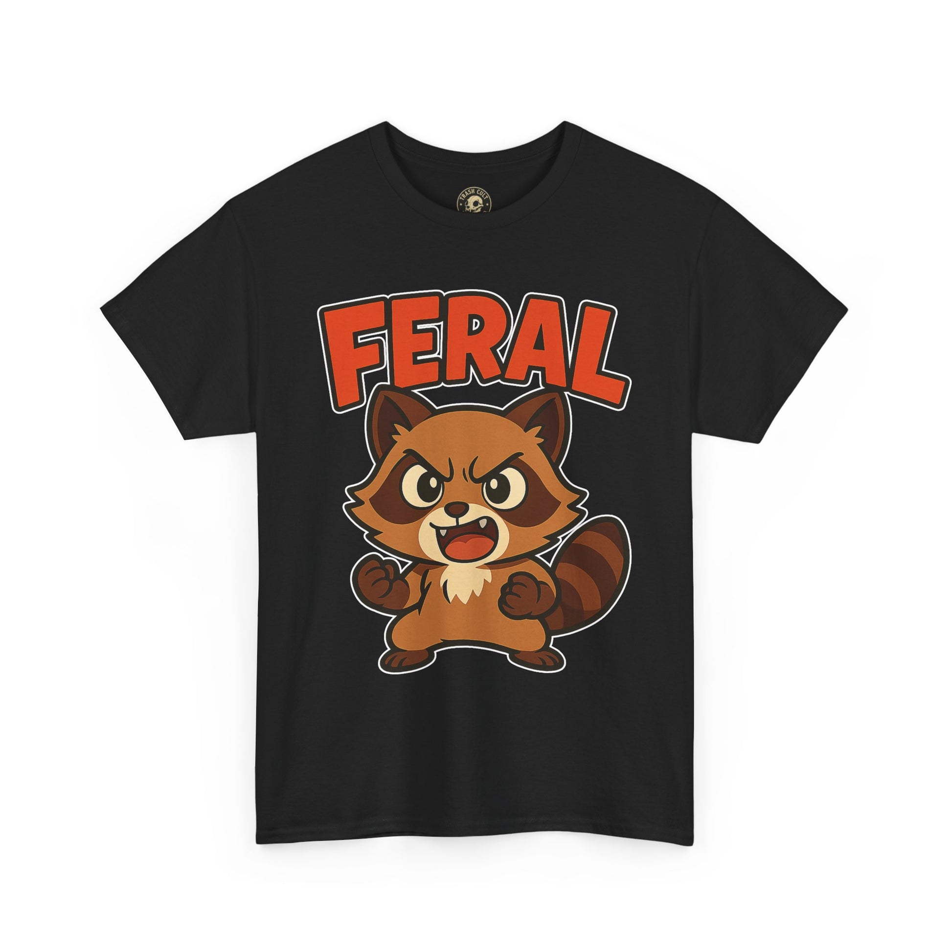 Feral Cartoon Tee - Unisex Heavy Cotton Shirt, Cute Graphic, Animal Lovers Gift, Casual Wear, Fun T-Shirt for Kids & Adults