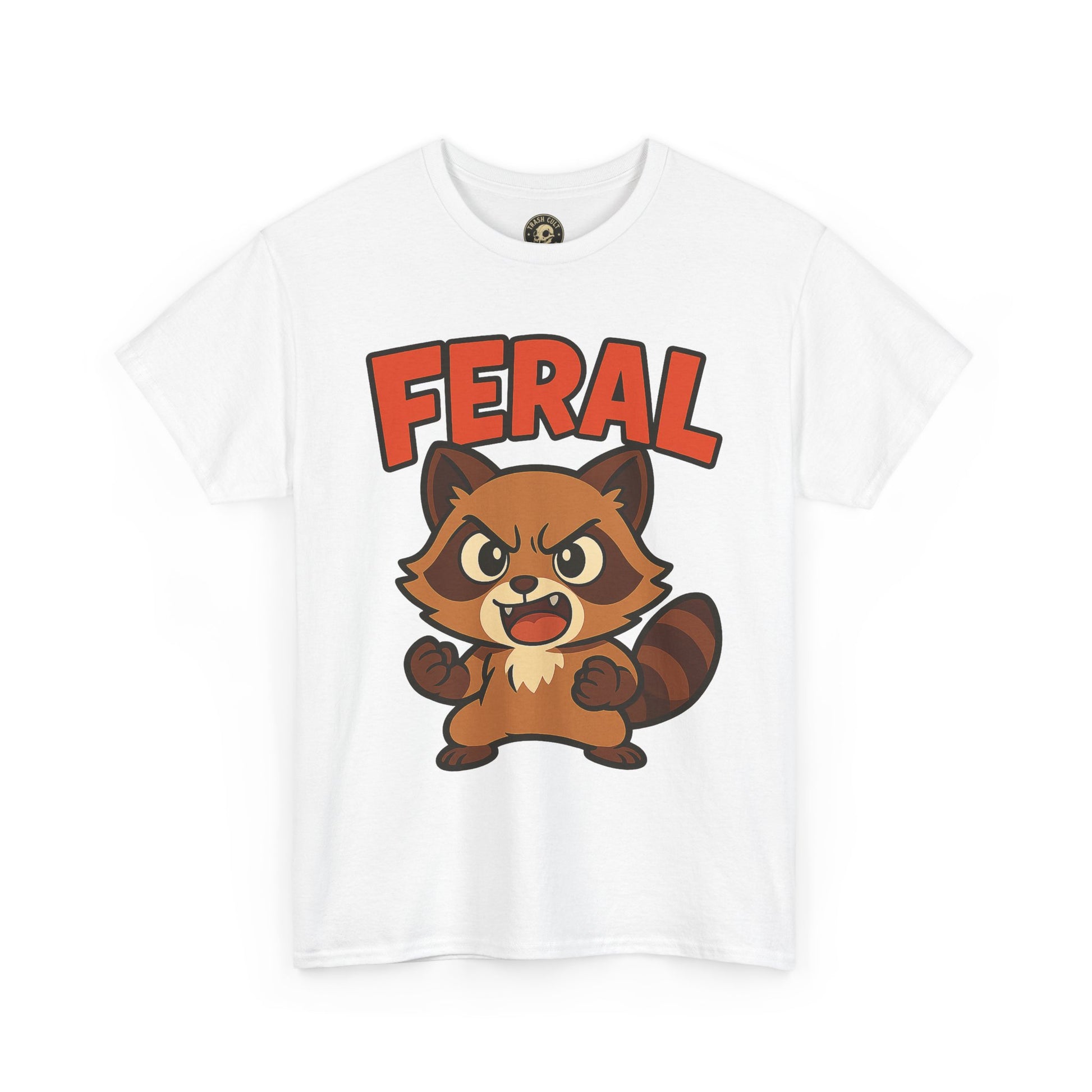 Feral Cartoon Tee - Unisex Heavy Cotton Shirt, Cute Graphic, Animal Lovers Gift, Casual Wear, Fun T-Shirt for Kids & Adults