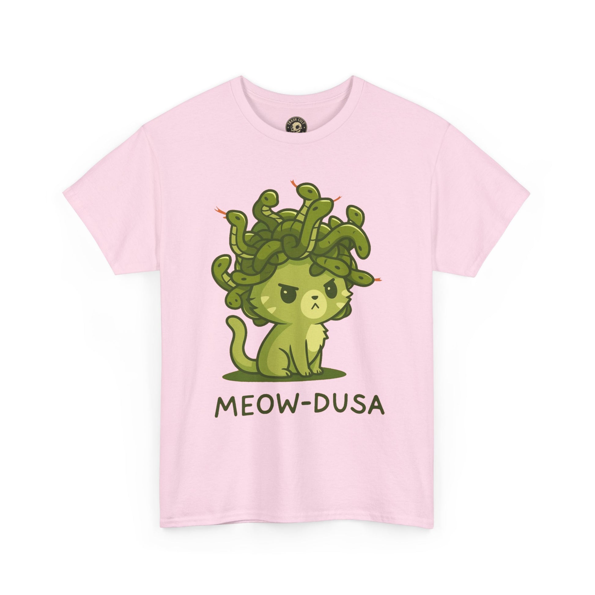 Meow-dusa Funny Cat Medusa T-Shirt – Gildan 5000 Heavy Cotton Tee