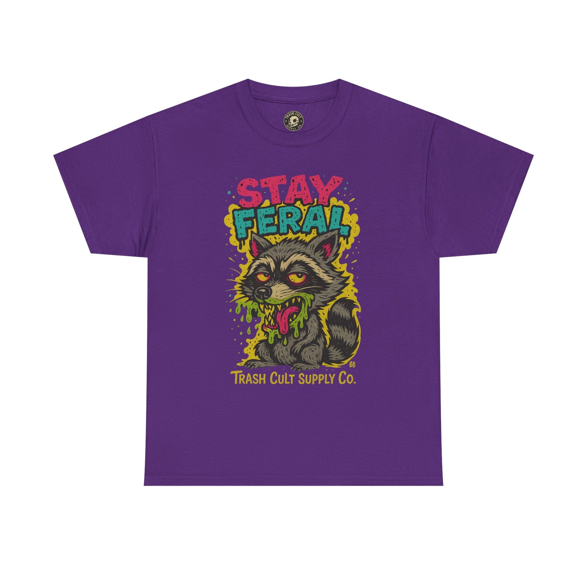 Stay Feral Raccoon Lowbrow Tee – Trash Cult Supply Co. | Gildan 5000