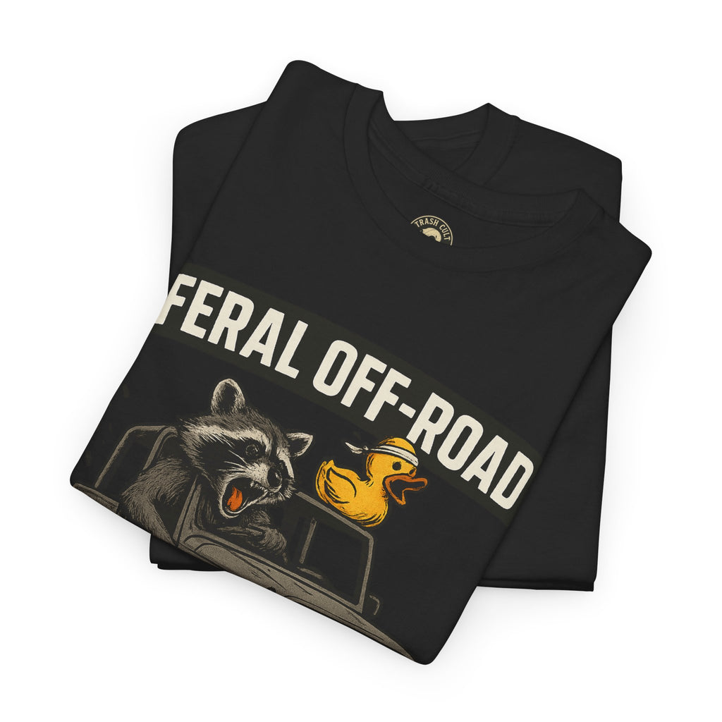 Feral Off-Road Raccoon Jeep Shirt – Mud Slinging Chaos | Trash Cult Supply Co | Gildan 5000 Tee