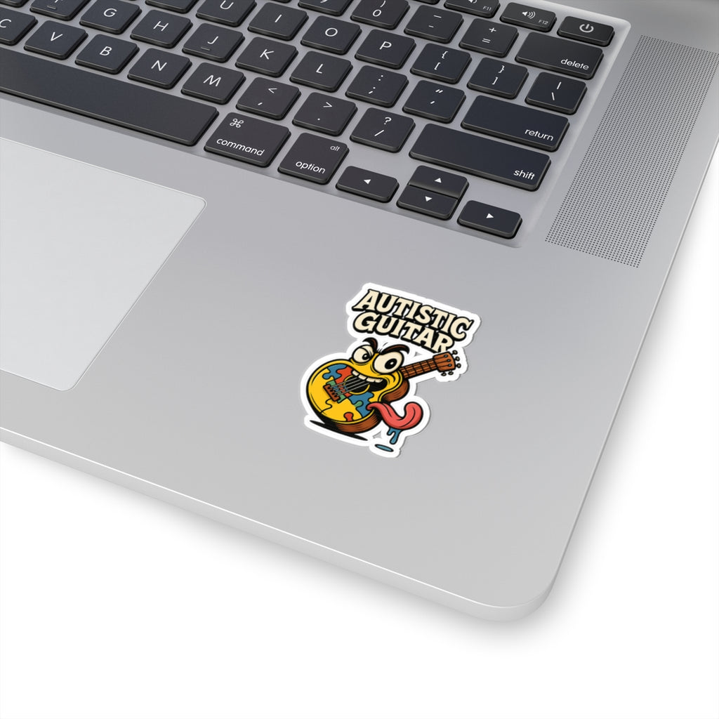 Autistic Guitar Kiss Cut Sticker – Bold Neurodivergent Art, Funny & Vibrant Music Design