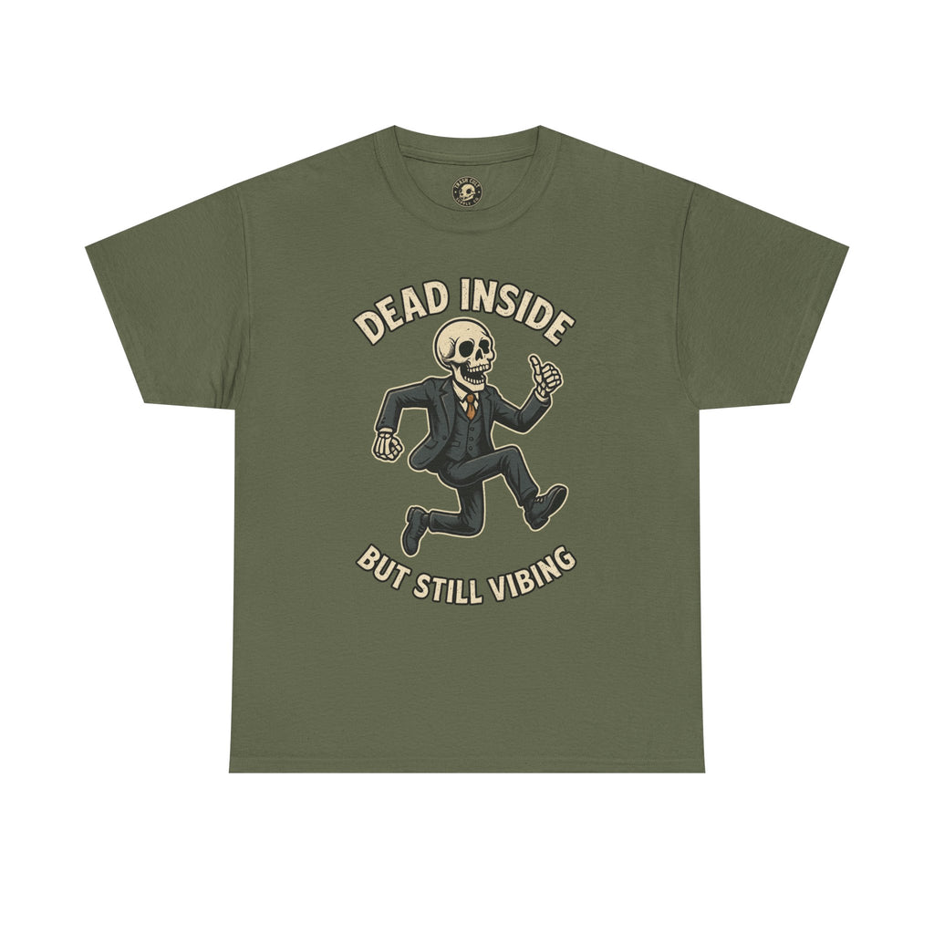 Dead Inside But Still Vibing Skeleton Shirt – Funny Unisex Heavy Cotton Tee