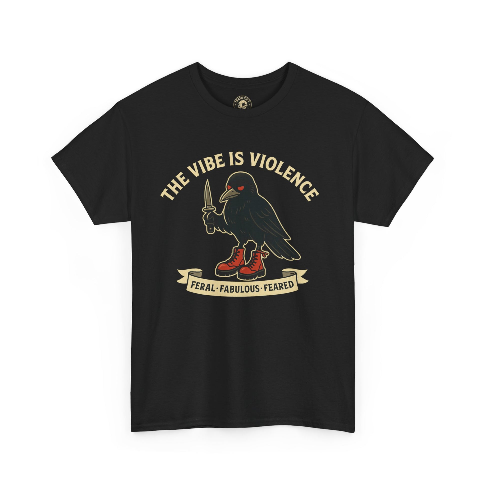 Edgy Graphic Tee: 'The Vibe is Violence' Unisex Heavy Cotton T-Shirt, Casual Wear, Statement Top, Gifts for Friends, Streetwear Fashion
