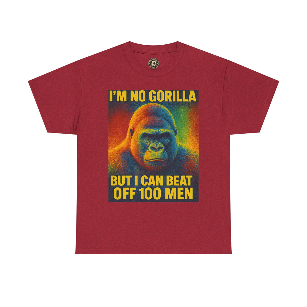 I’m No Gorilla But I Can Beat Off 100 Men Shirt – Multicolor Halftone Gorilla Tee on Gildan 5000