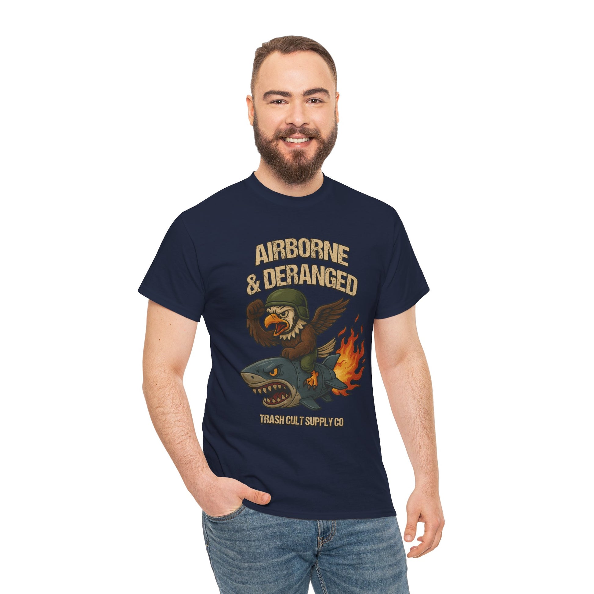 Airborne & Deranged T-Shirt – Trash Cult Supply Co. | Gildan 5000 Heavy Cotton Tee