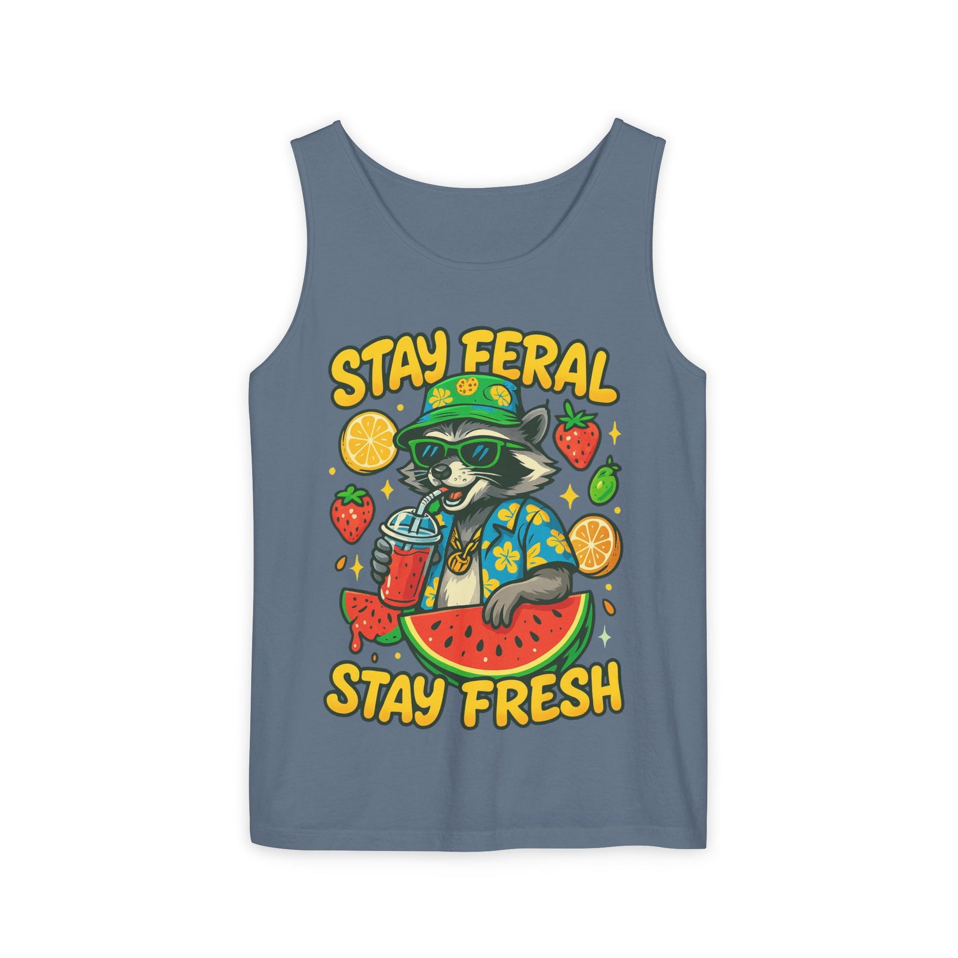 Stay Feral Stay Fresh Tank Top, Summer Apparel, Unisex Graphic Tee, Beachwear, Fun Gift for Animal Lovers