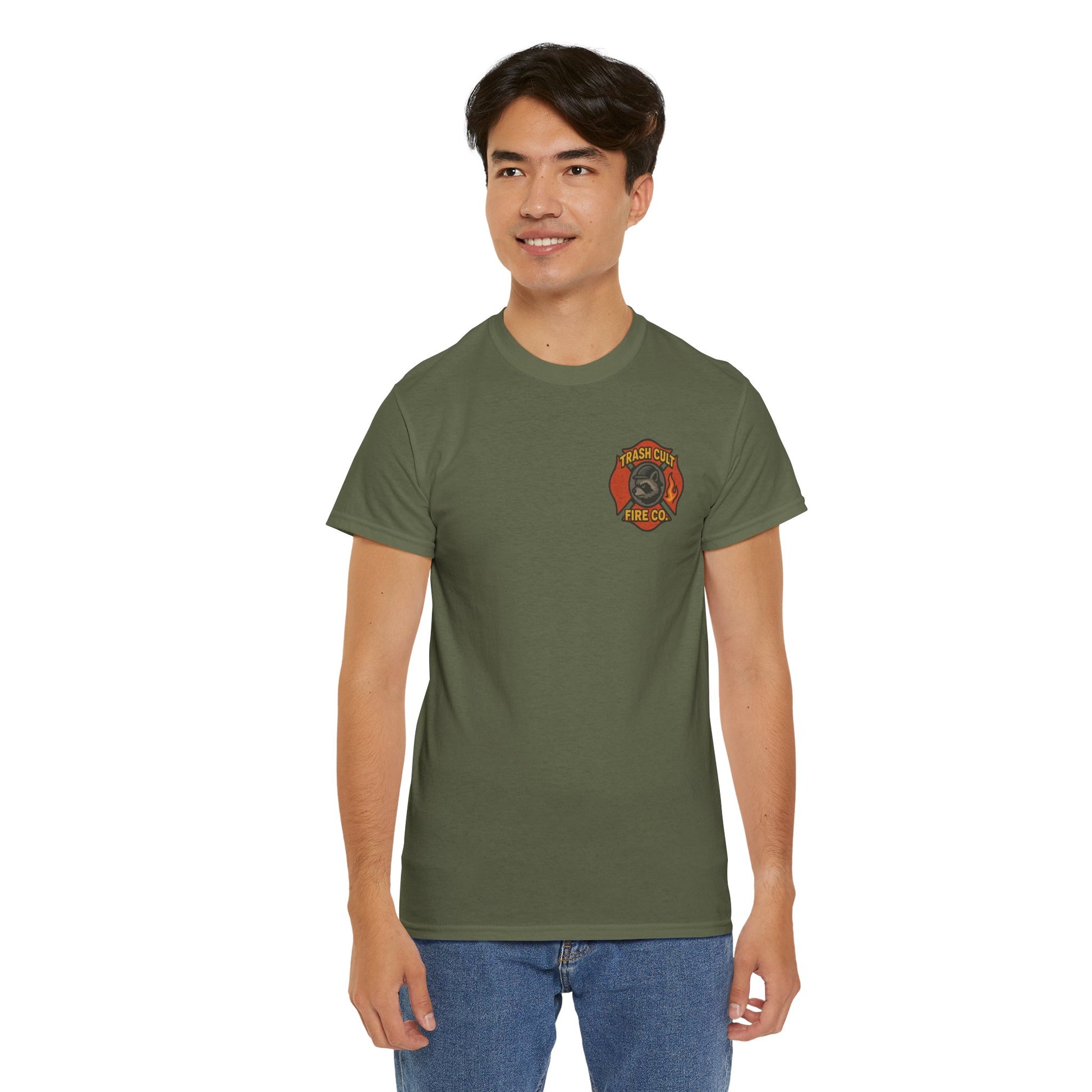 Trash Cult Fire Co. Unisex Tee - Quirky Raccoon Design, Fun Gift, Casual Wear, Firefighter Humor, Unique Apparel