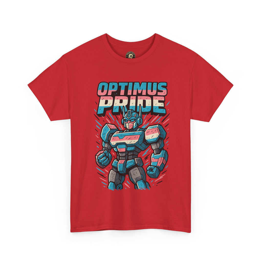 Optimus Pride T-Shirt – Funny Trans Mech LGBTQ+ Graphic Tee | Unisex Heavy Cotton Nerd Pride Shirt