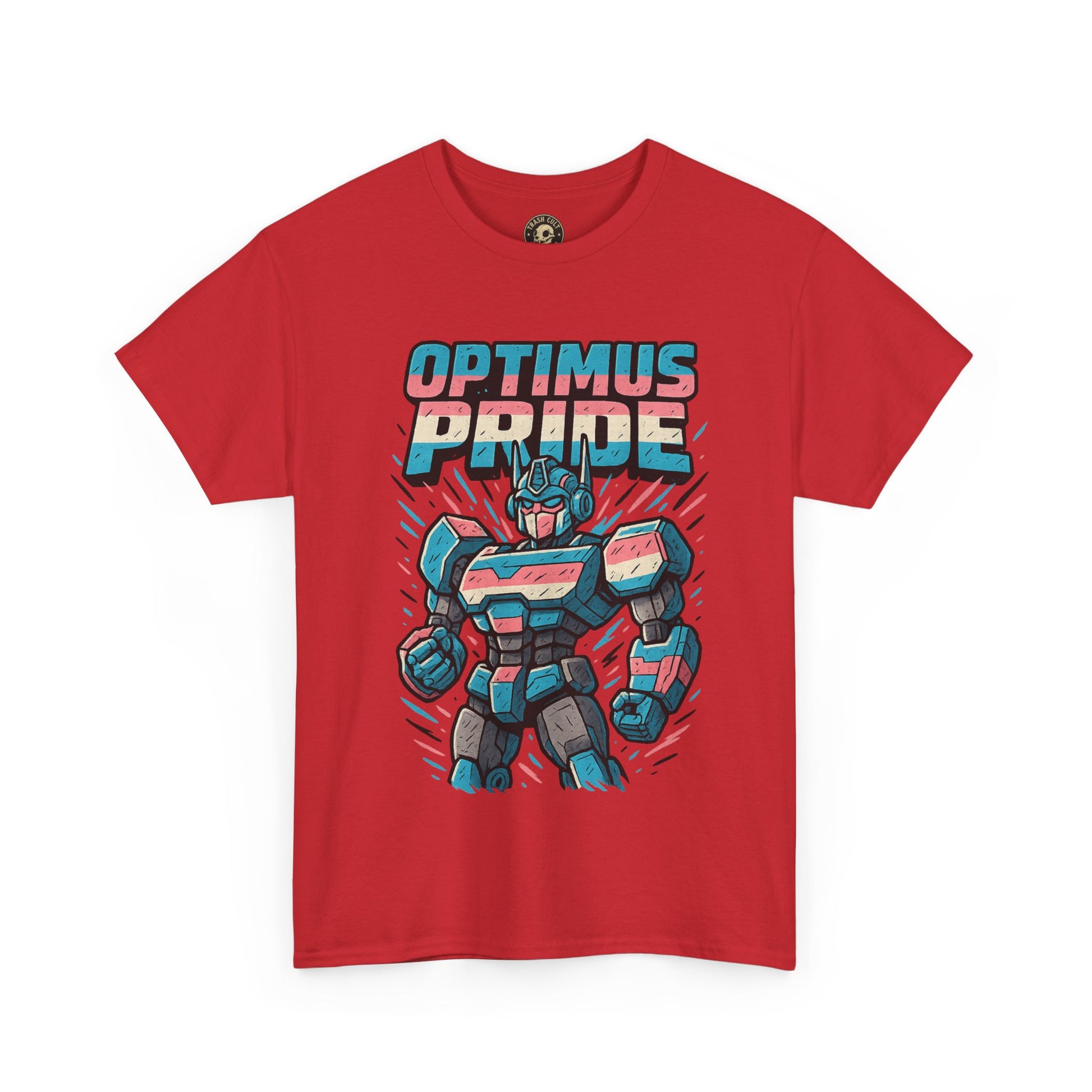 Optimus Pride T-Shirt – Funny Trans Mech LGBTQ+ Graphic Tee | Unisex Heavy Cotton Nerd Pride Shirt