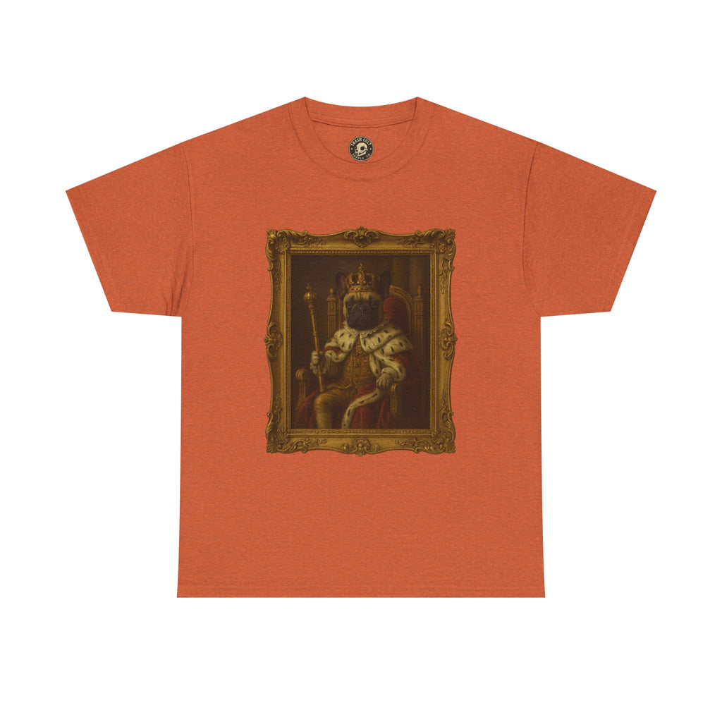 French Bulldog King Baroque Portrait Shirt – Funny Royal Dog Tee – Gildan 5000 Unisex Heavy Cotton