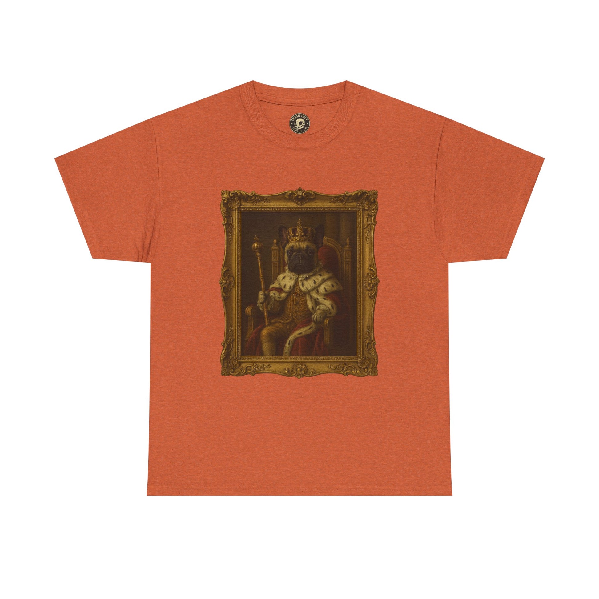 French Bulldog King Baroque Portrait Shirt – Funny Royal Dog Tee – Gildan 5000 Unisex Heavy Cotton