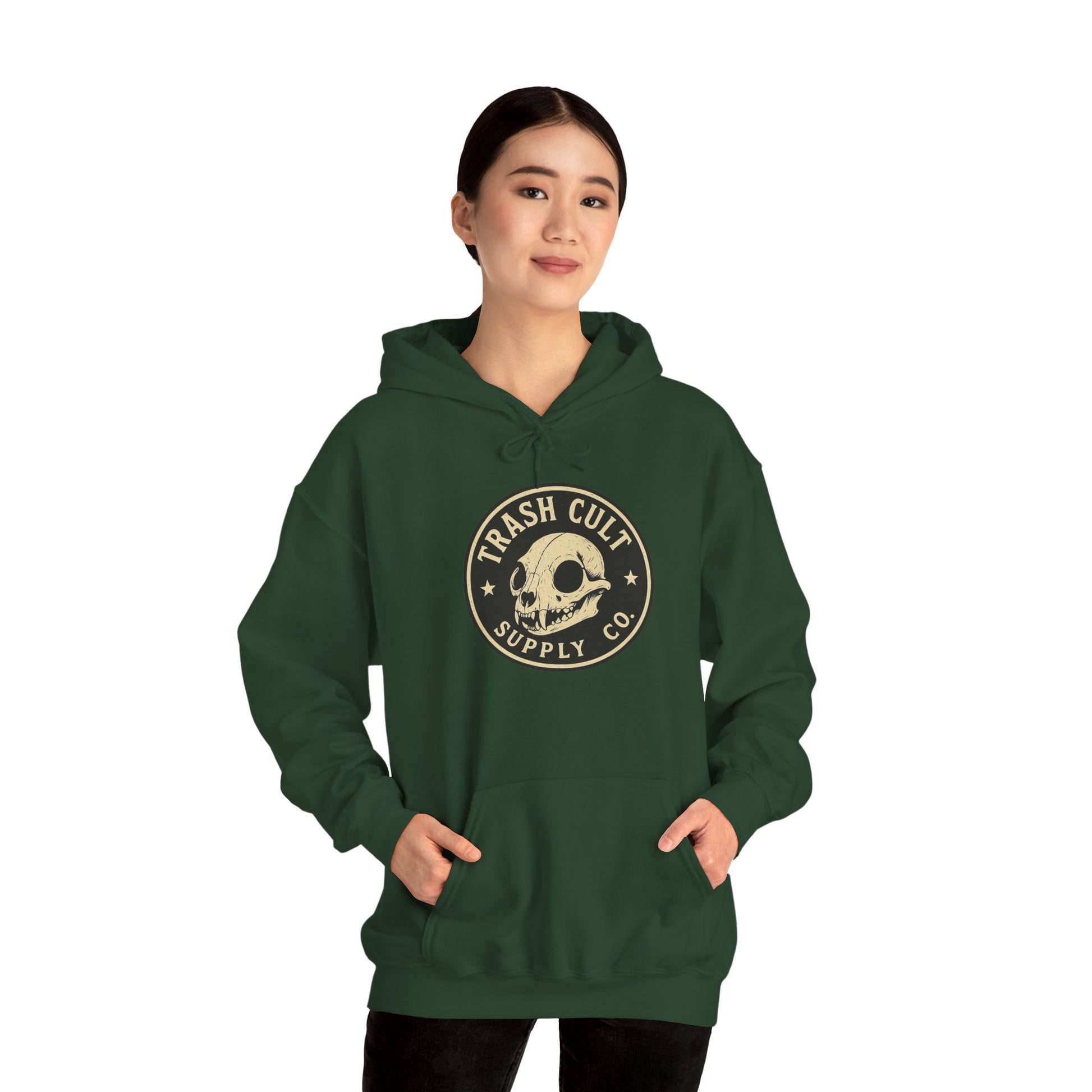 Trash Cult Hooded Sweatshirt, Unisex Hoodie with Skull Design, Perfect for Casual Wear, Gifts for Friends, Cozy Fashion