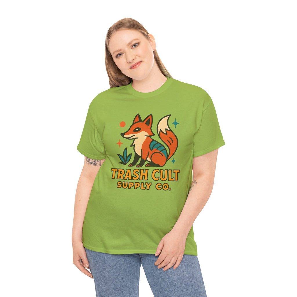 Trash Cult Fox Unisex Heavy Cotton Tee - Eco-Friendly Fashion Statement, Perfect for Nature Lovers, Casual Wear, Gifts, and Festivals