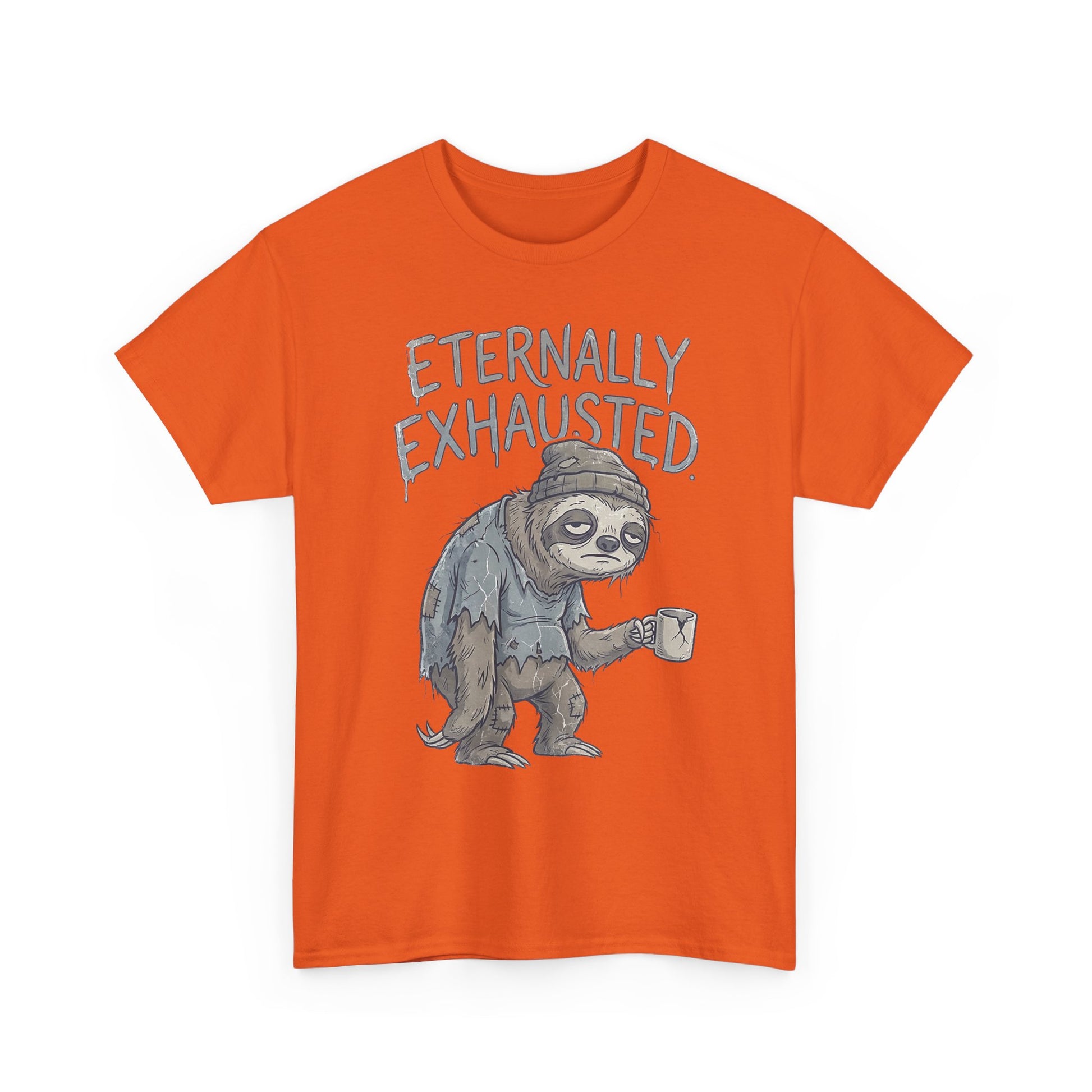 T-Shirt — 'Eternally Exhausted' Sloth Graphic Tee (Funny Coffee Lover Gift)