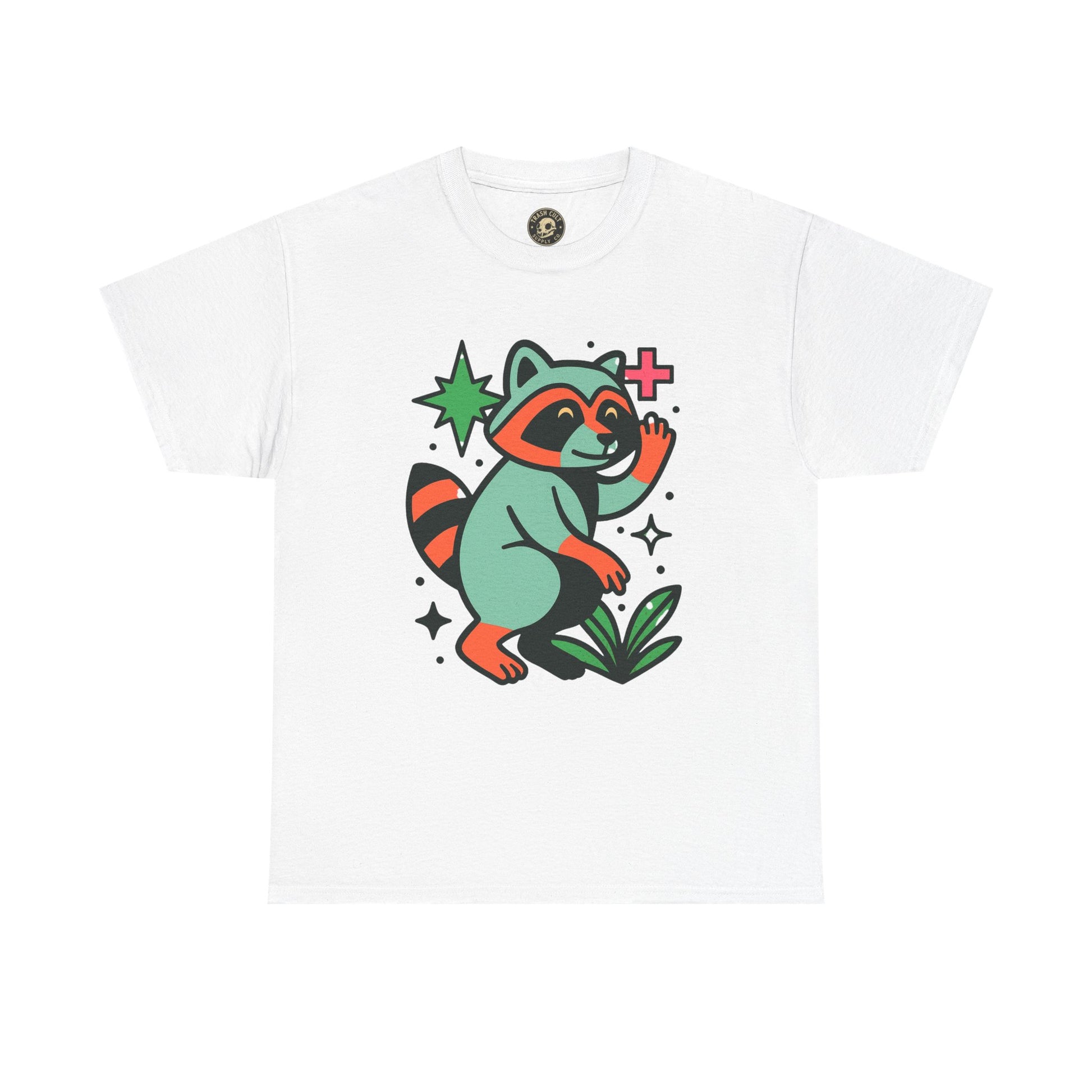 Playful Raccoon Unisex Heavy Cotton Tee | Cute Animal Shirt for Nature Lovers, Graphic Tee, Gift for Kids, Casual Wear, Eco-Friendly