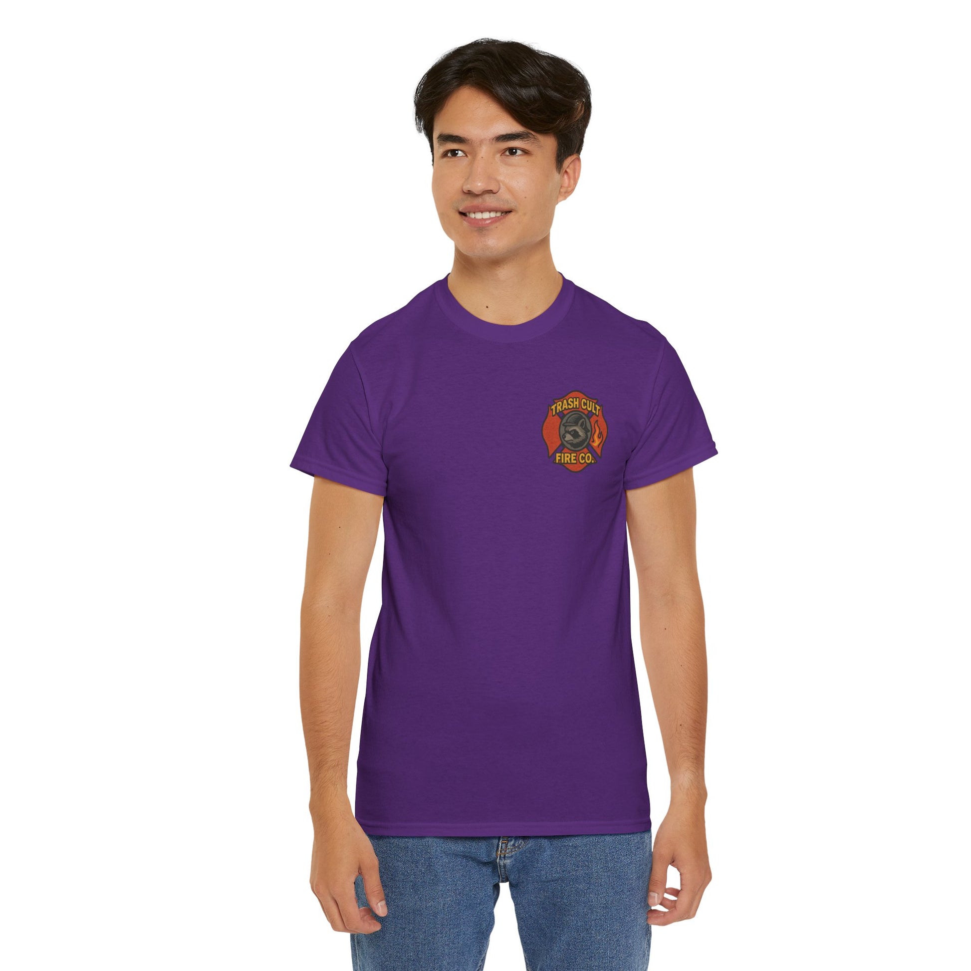 Trash Cult Fire Co. Unisex Tee - Quirky Raccoon Design, Fun Gift, Casual Wear, Firefighter Humor, Unique Apparel