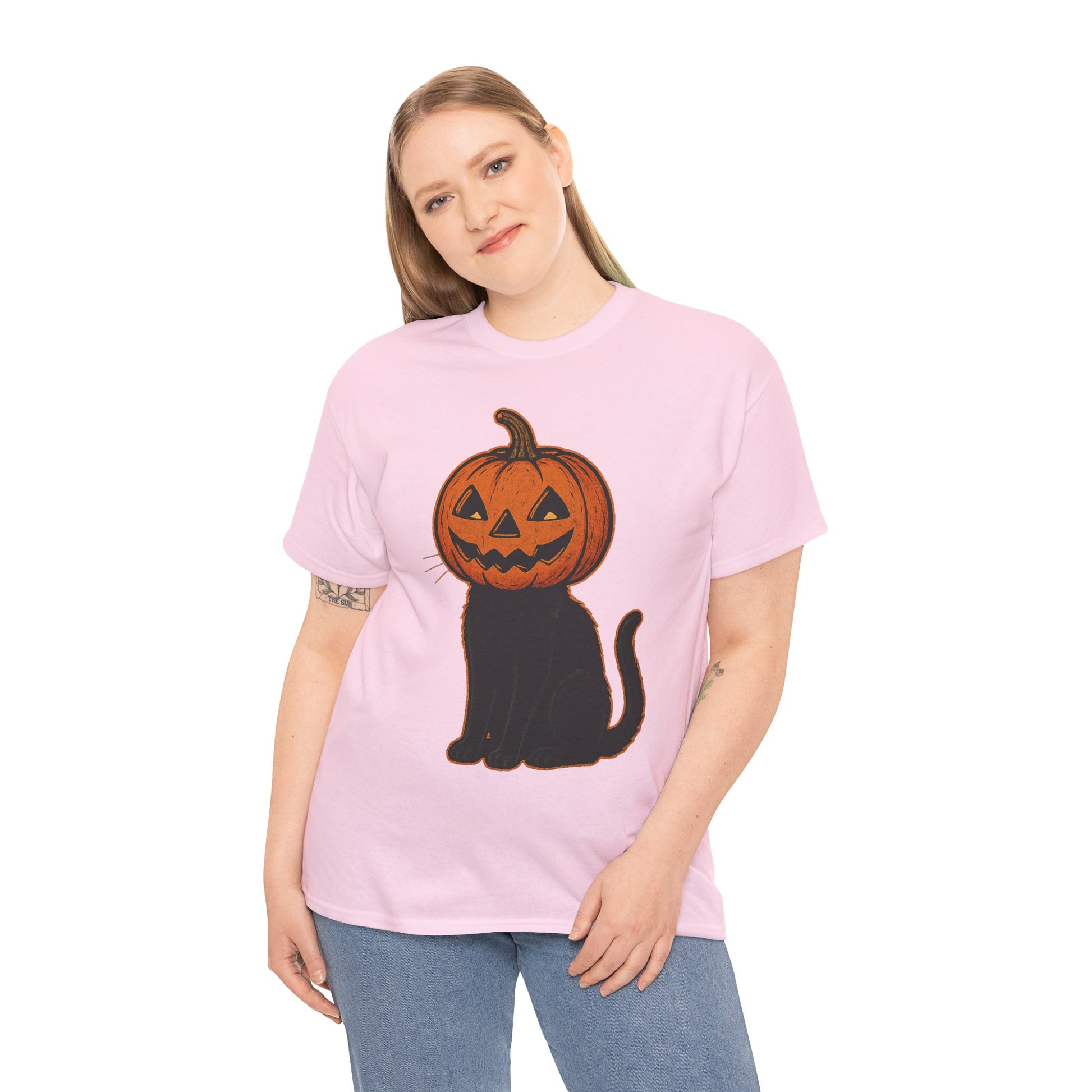 Black Cat Pumpkin Head Halloween T-Shirt – Jack O’Lantern Cat Design