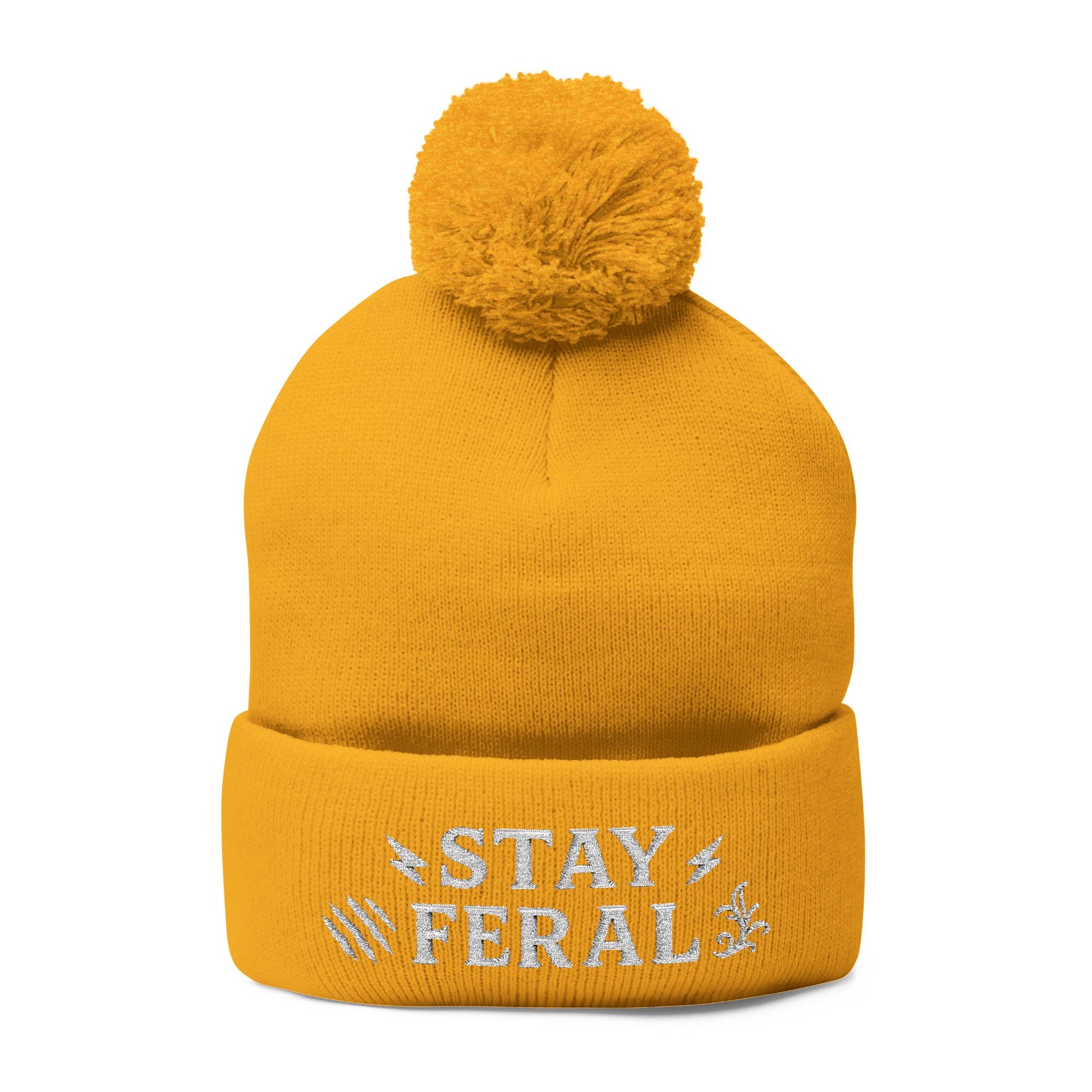 Stay Feral Pom-Pom Knit Cap, Cozy Winter Beanie, Embroidered Hats for Adventurers, Gift for Outdoorsy Friends, Stylish Cold Weather [...]