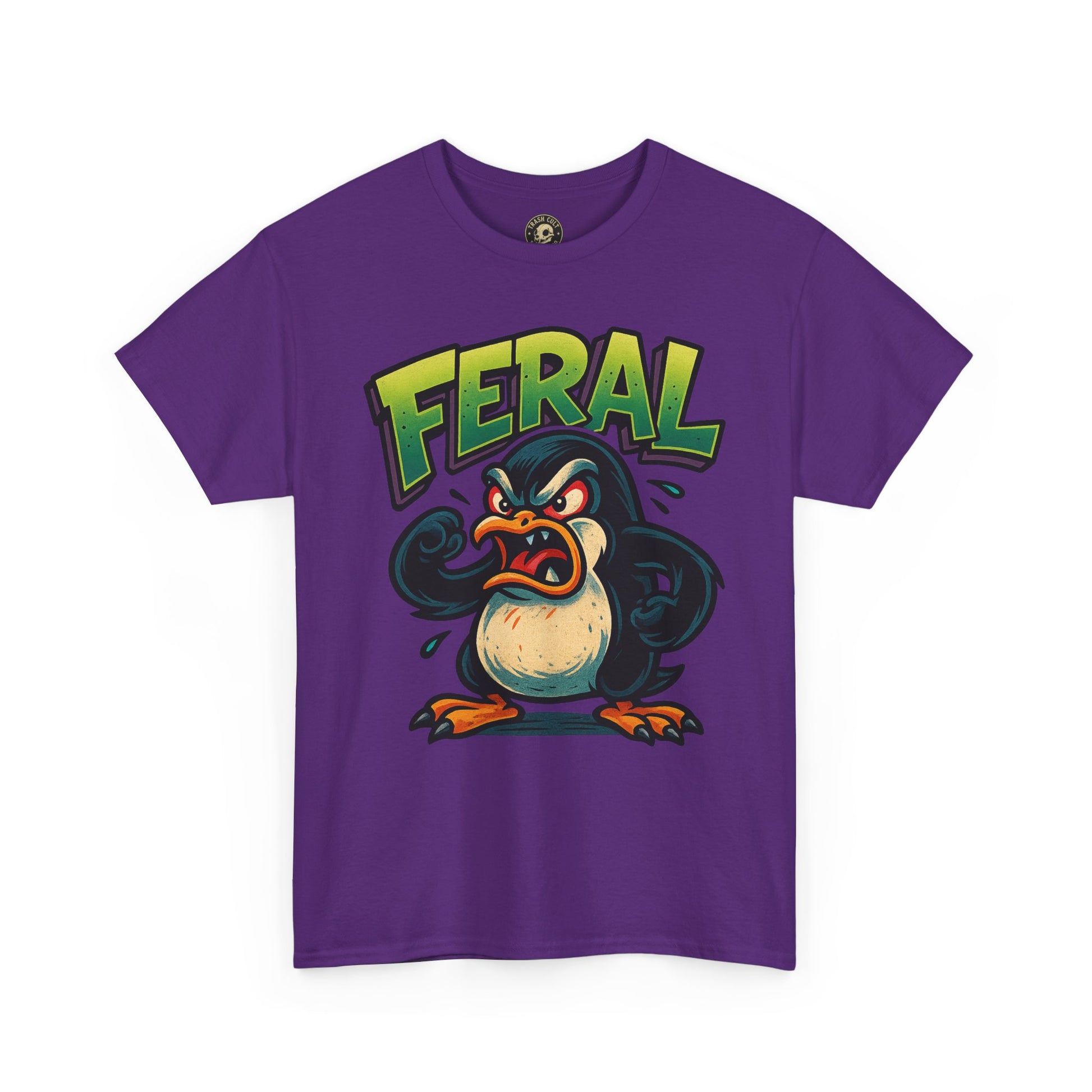 Feral Penguin T-Shirt – Funny Unisex Cotton Tee | Bold Animal Graphic Shirt, Quirky Gift Idea