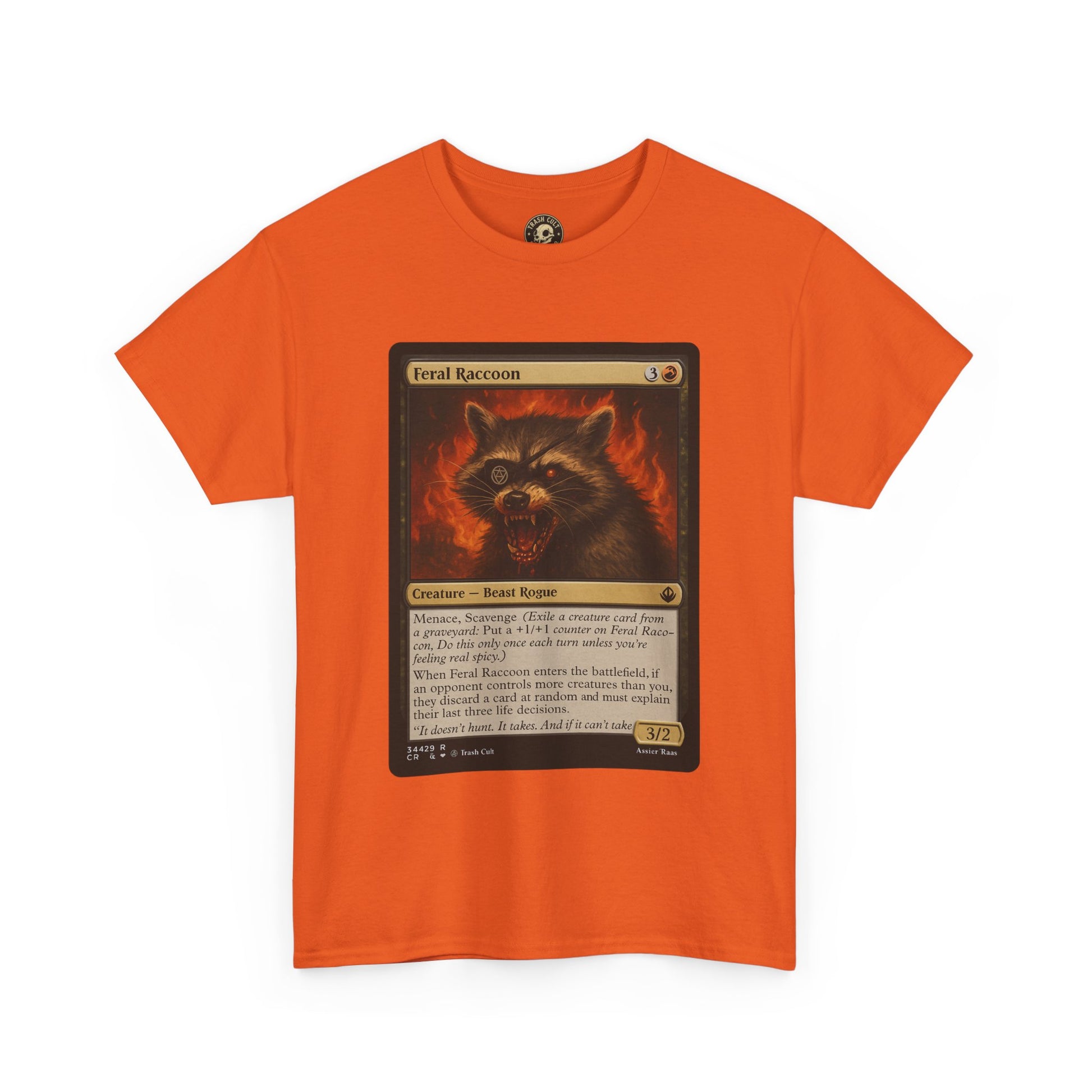 Feral Raccoon Magic Card Shirt – MTG-Inspired Beast Rogue Tee, Trash Cult Creature Card, Gildan 5000 Unisex T-Shirt