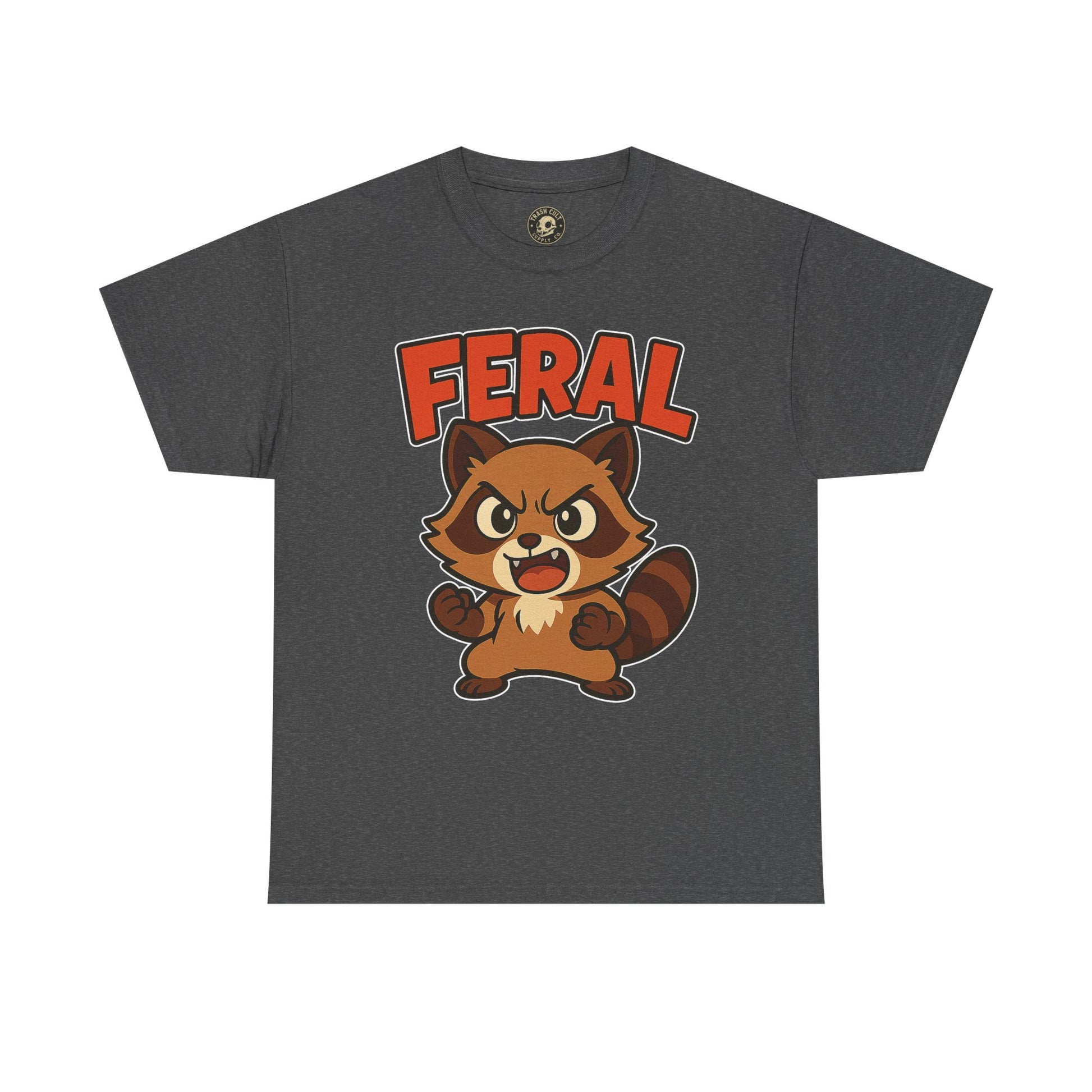 Feral Cartoon Tee - Unisex Heavy Cotton Shirt, Cute Graphic, Animal Lovers Gift, Casual Wear, Fun T-Shirt for Kids & Adults