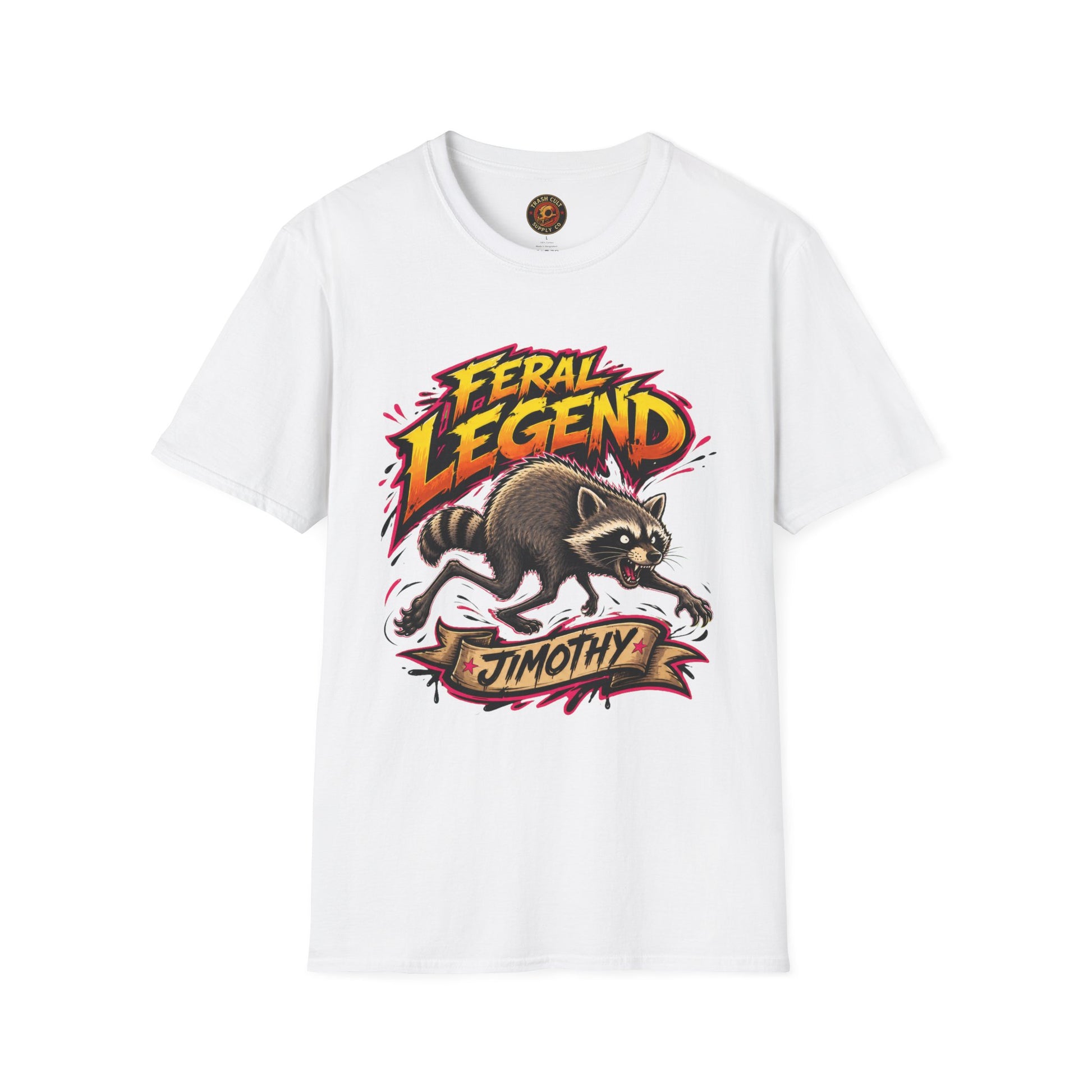 Feral Legend Raccoon Jimothy T-Shirt — Bold Graphic Tee