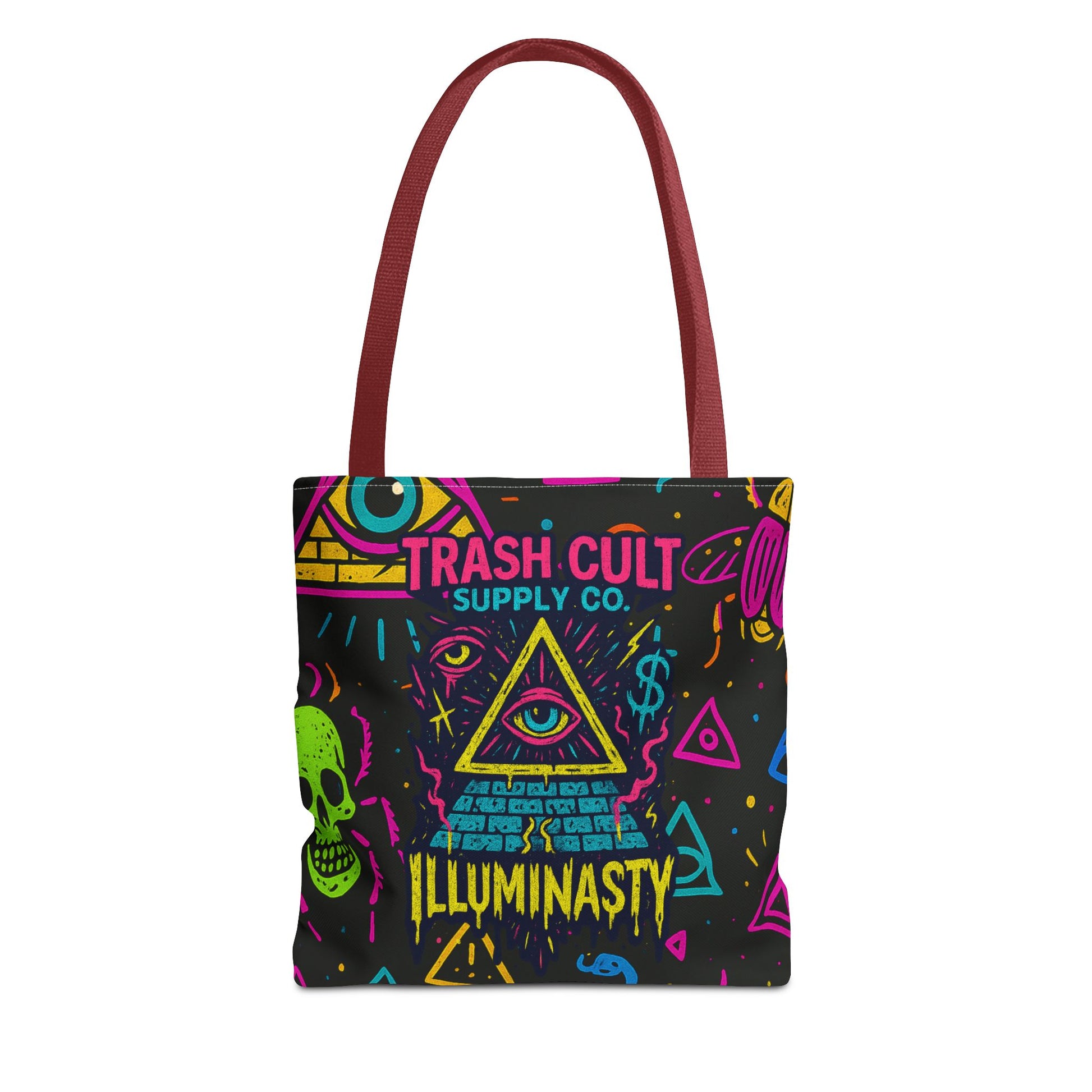 Illuminasty Drop Neon Tote Bag – All-Seeing Eye, Skulls & Symbols | Trash Cult Supply Co.