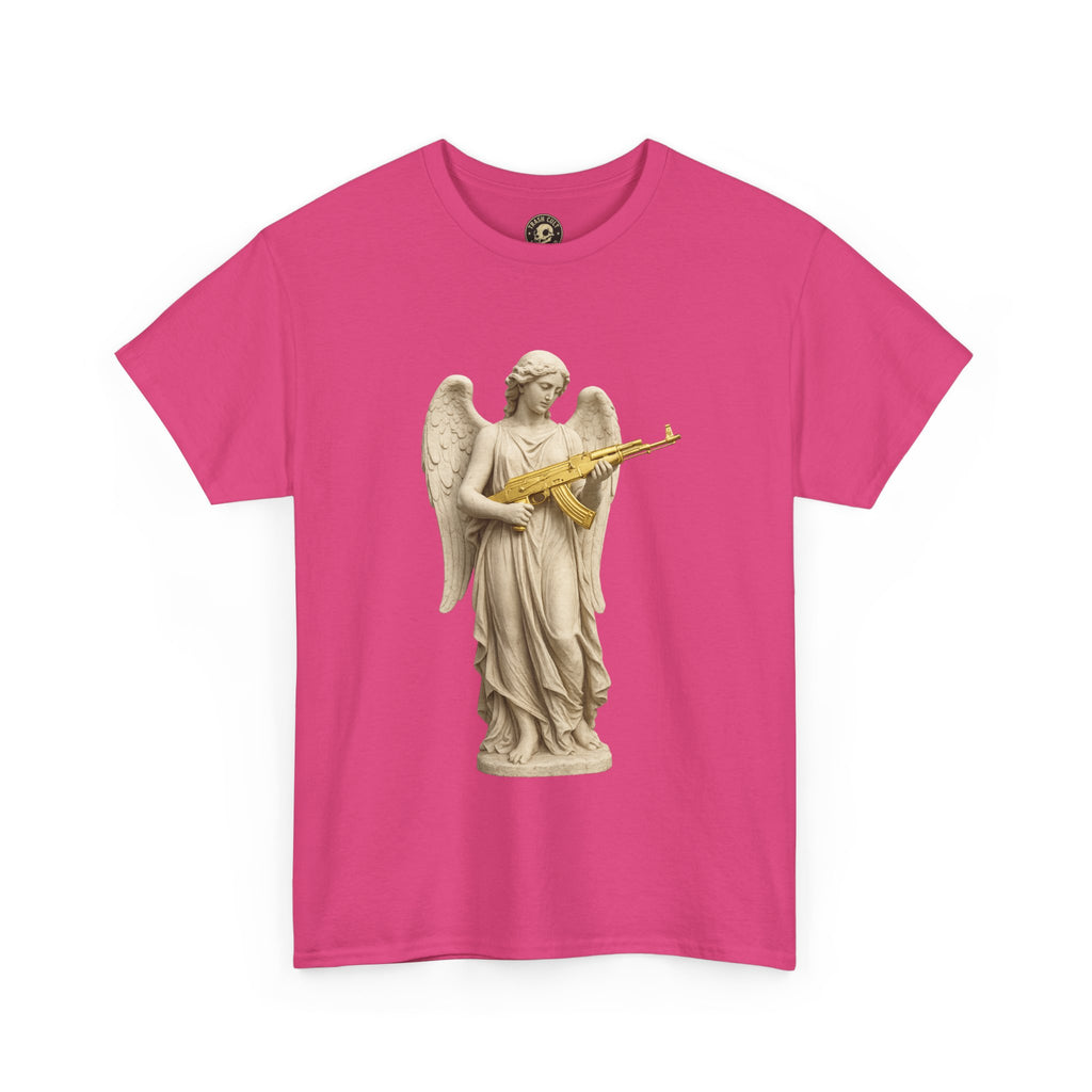 Marble Angel with Gold AK-47 T-Shirt – Gildan 5000 Divine Chaos Tee