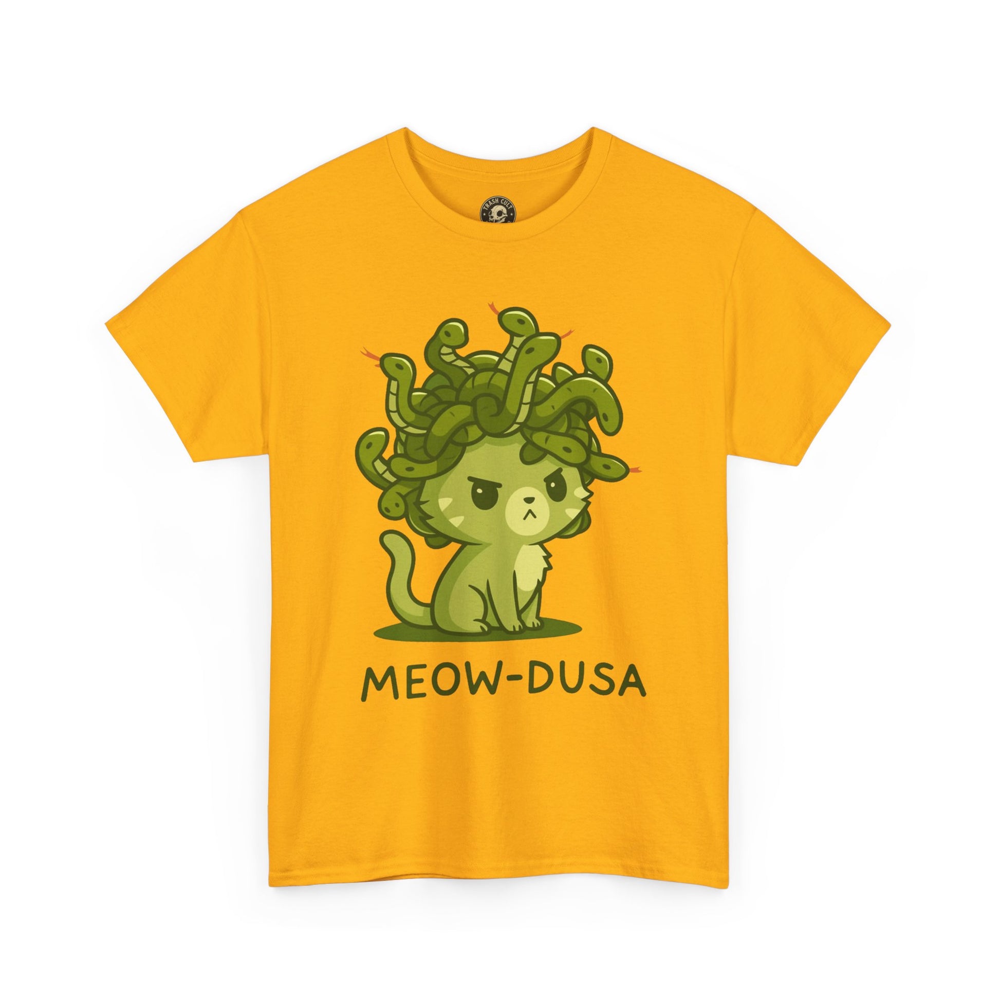 Meow-dusa Funny Cat Medusa T-Shirt – Gildan 5000 Heavy Cotton Tee