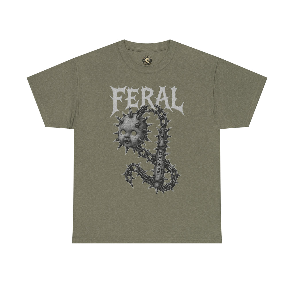 FERAL Spiked Doll Flail Tee – Halftone Gothic Weapon Shirt | Trash Cult Supply Co. | Gildan 5000