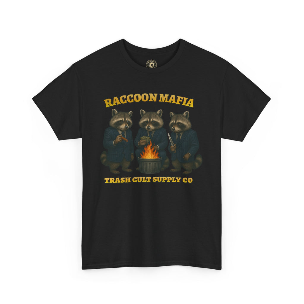 Raccoon Mafia T-Shirt – Realistic Gangster Raccoons in Suits | Trash Cult Supply Co | Gildan 5000
