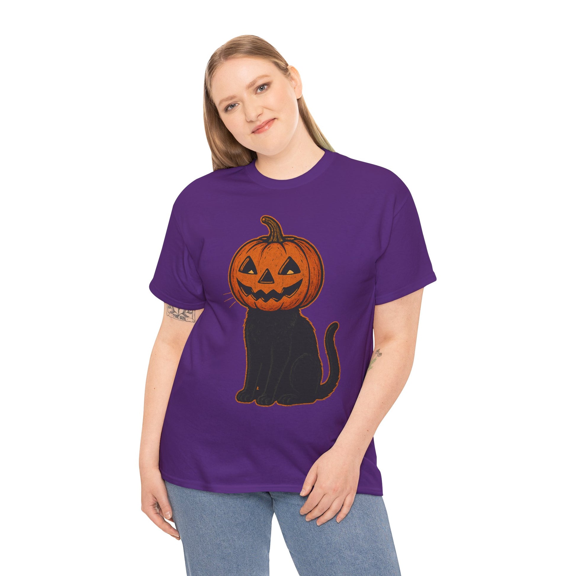 Black Cat Pumpkin Head Halloween T-Shirt – Jack O’Lantern Cat Design