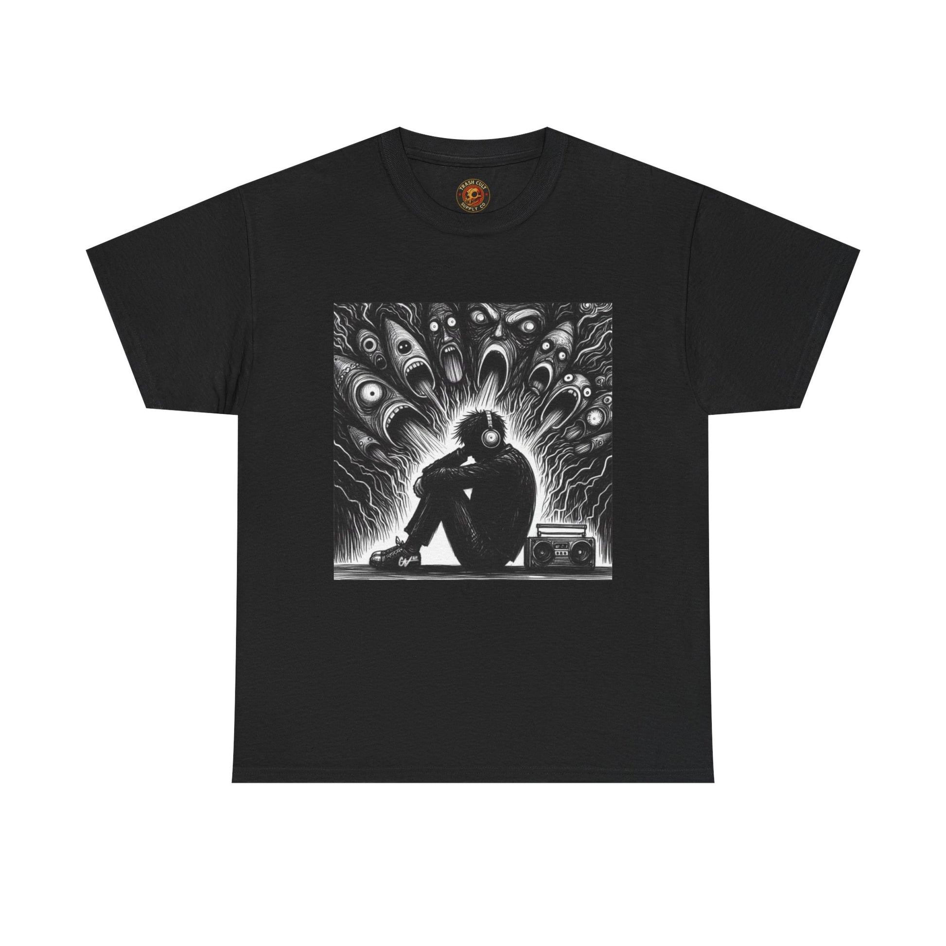 Xian Allen x Trash Cult Shirt – “Turn It Up Louder” | Screaming Chaos Headphones Tee