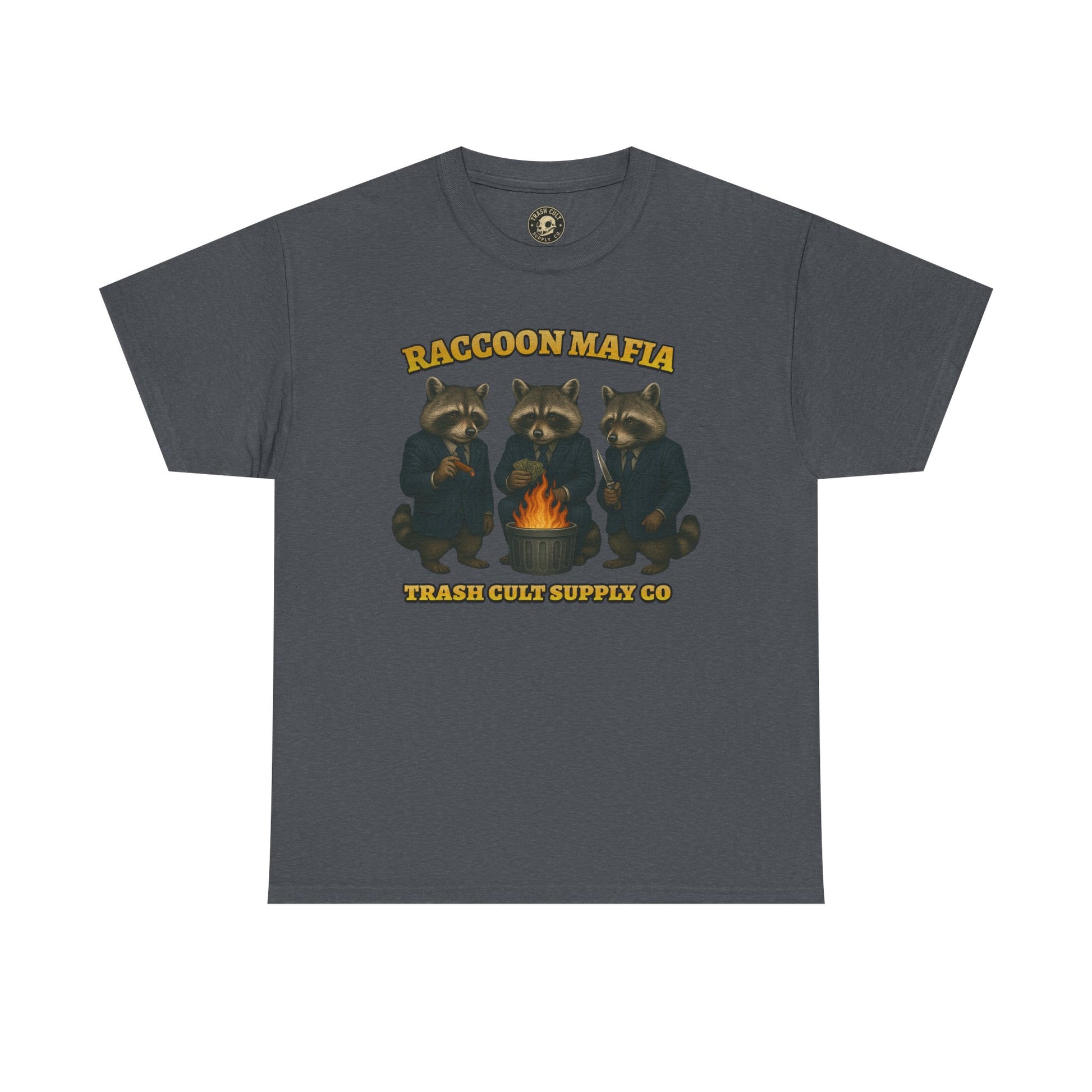 Raccoon Mafia T-Shirt – Realistic Gangster Raccoons in Suits | Trash Cult Supply Co | Gildan 5000