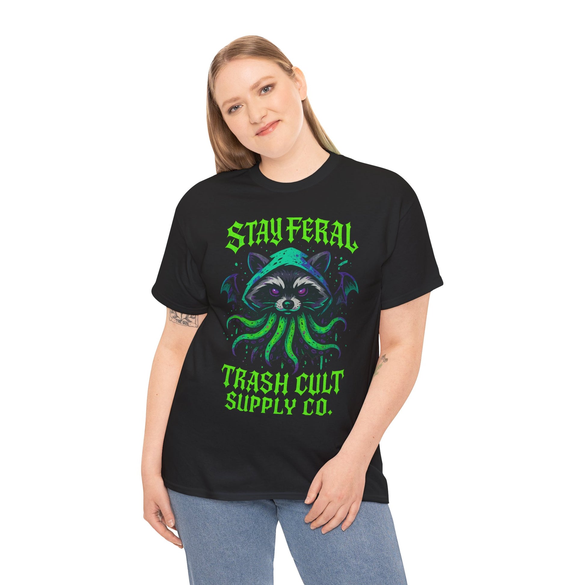 Graffiti Cthulhu Raccoon Shirt – Stay Feral Neon Streetwear by Trash Cult Supply Co