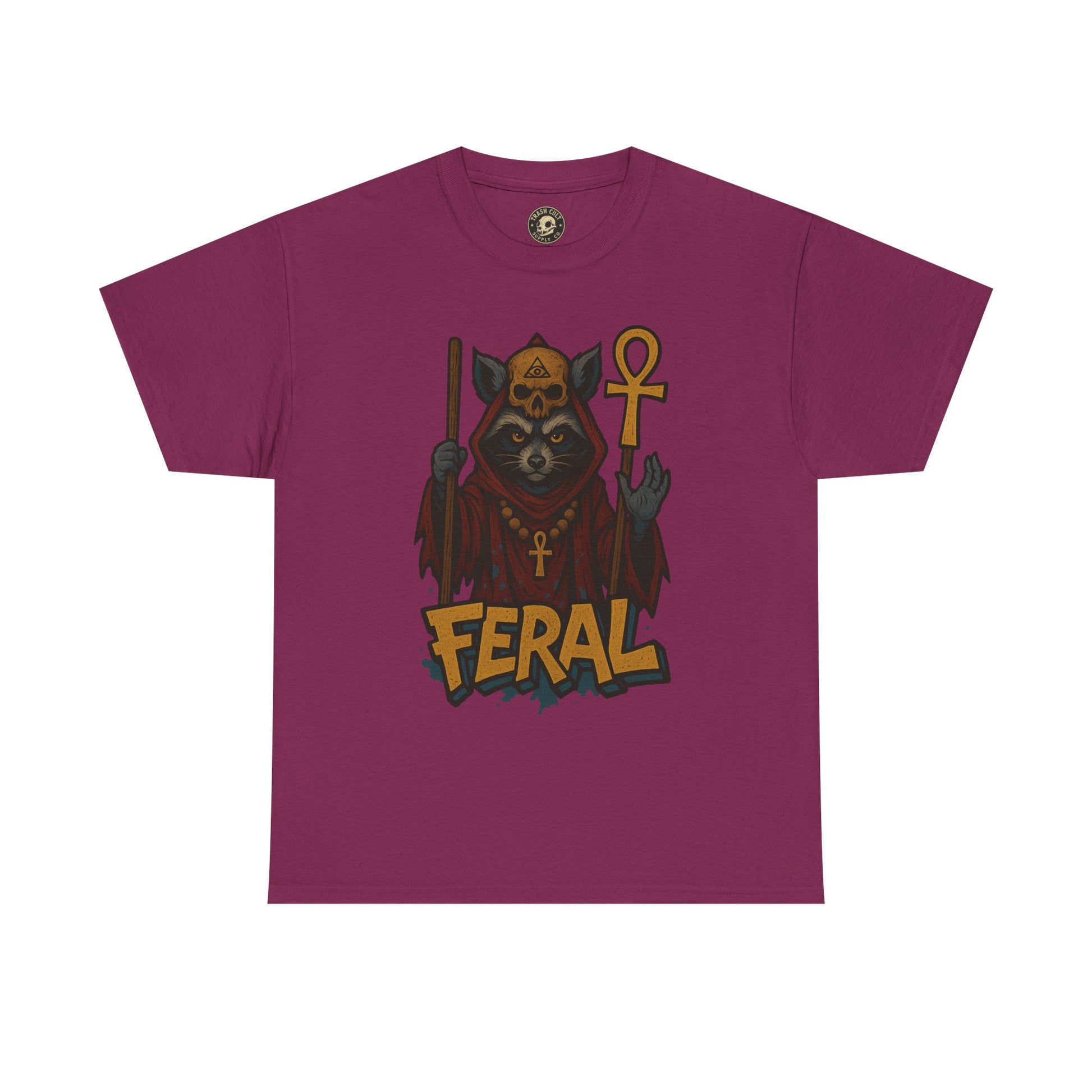 FERAL Raccoon Cult Leader Shirt – Graffiti Style Streetwear Tee | Bold Trashcore Design on Gildan 5000