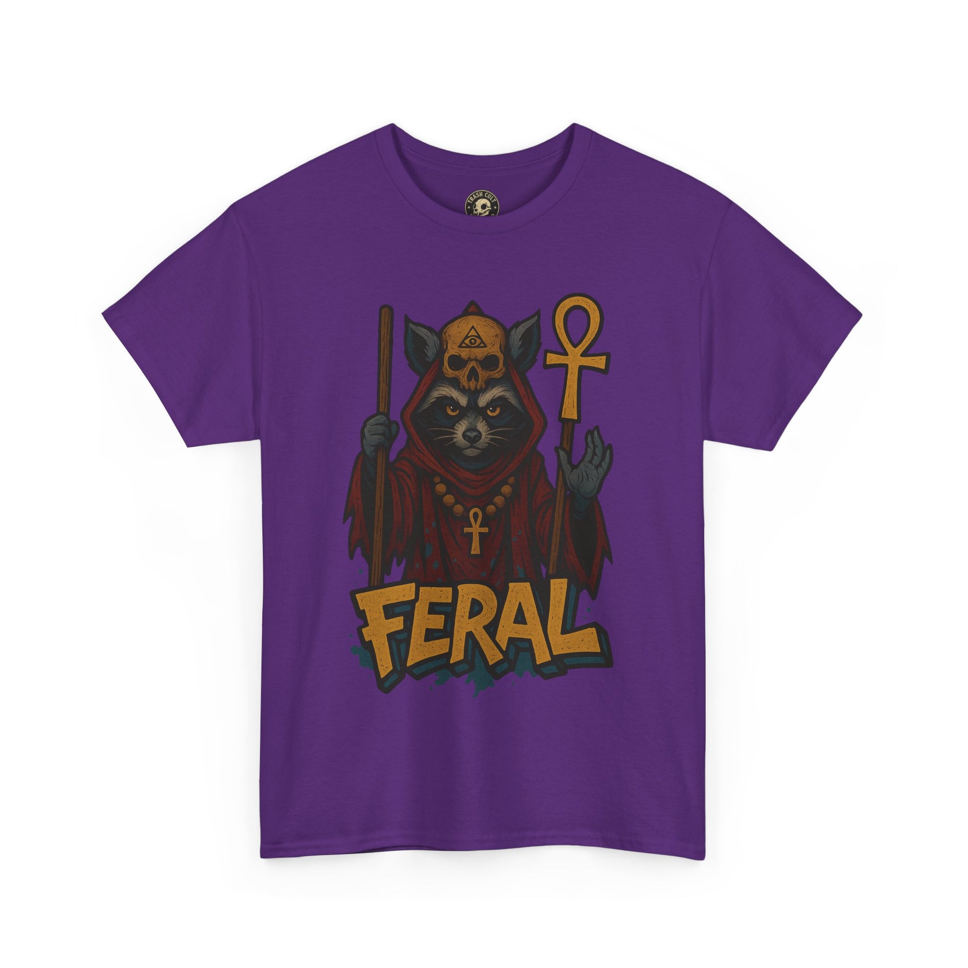 FERAL Raccoon Cult Leader Shirt – Graffiti Style Streetwear Tee | Bold Trashcore Design on Gildan 5000