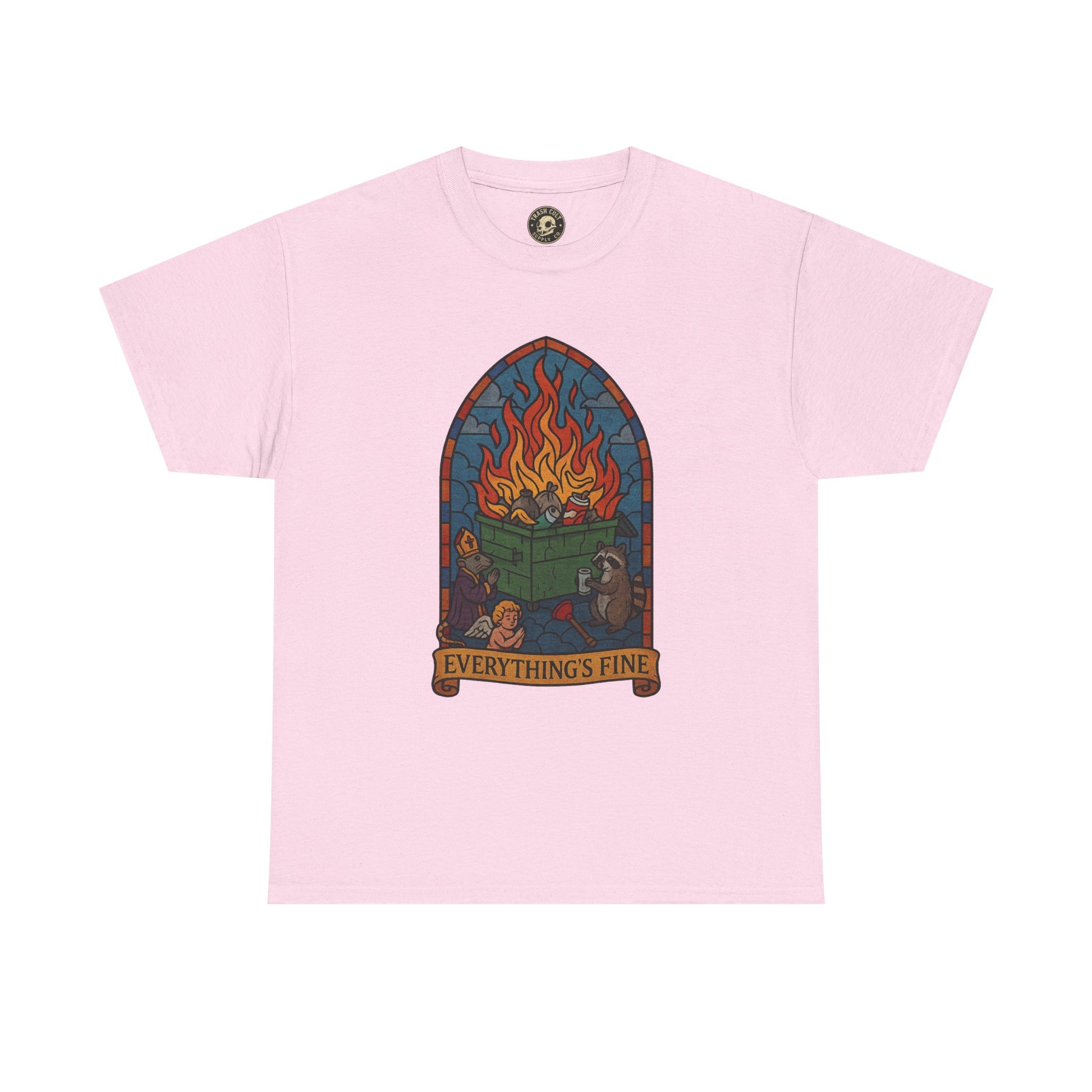 "Everything's Fine" Unisex Heavy Cotton Tee - Casual Wear, Gift for Friends, Home Decor, Everyday Style, Relaxed Fit