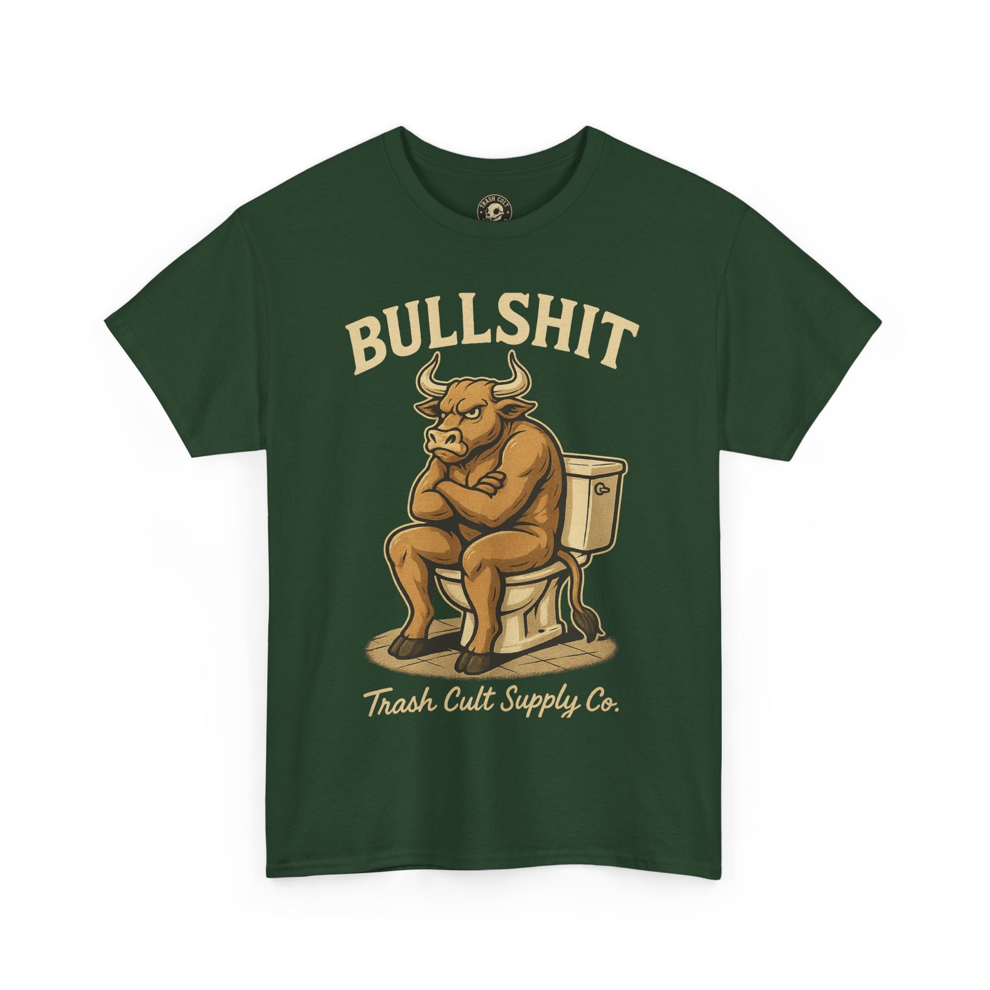 “BULLSHIT” Angry Bull Toilet Tee – Trash Cult Supply Co. | Gildan 5000 T-Shirt