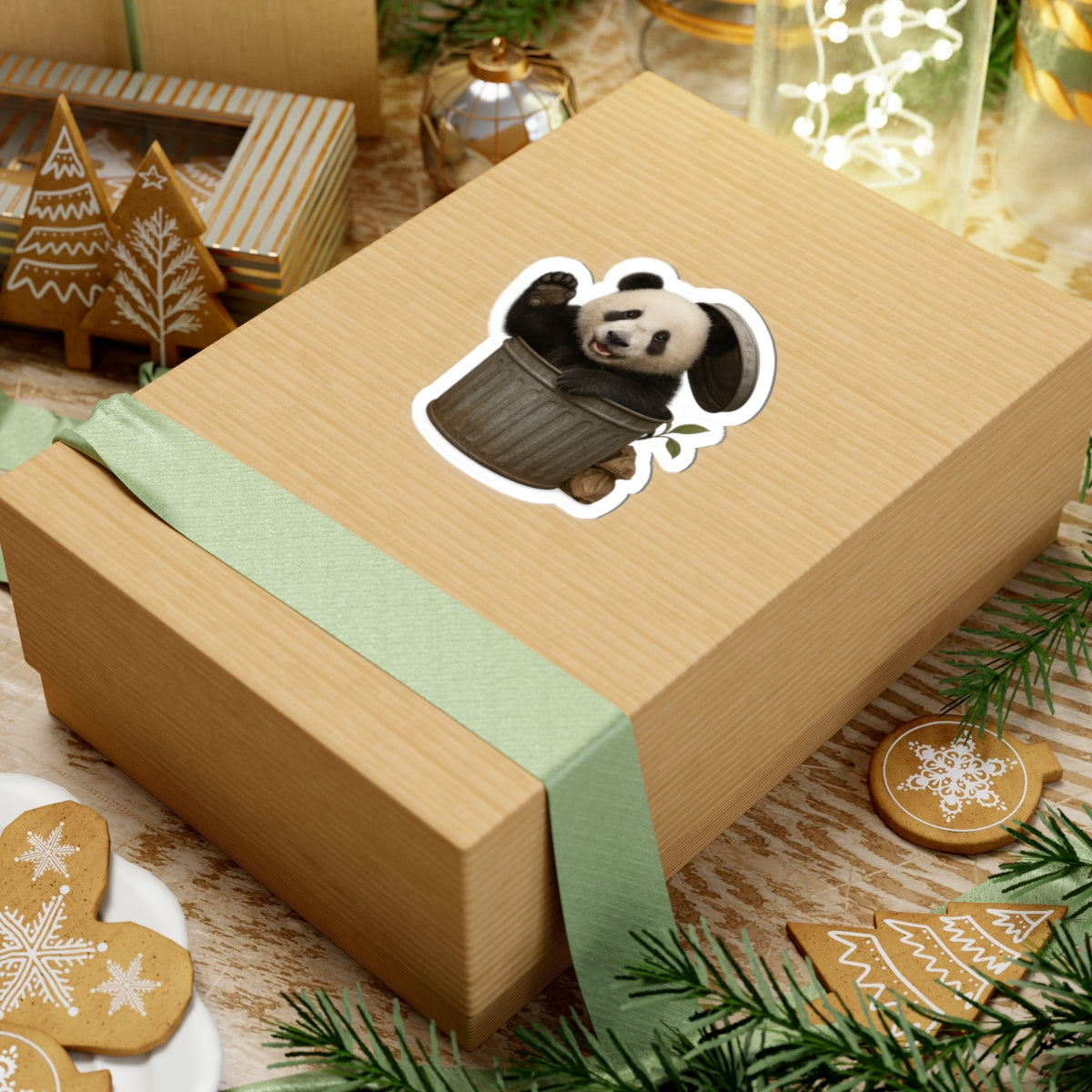 Cute Panda Trash Can Kiss-Cut Stickers, Animal Lover Decor, Fun Laptop Stickers, Cute Planner Stickers, Gift for Kids