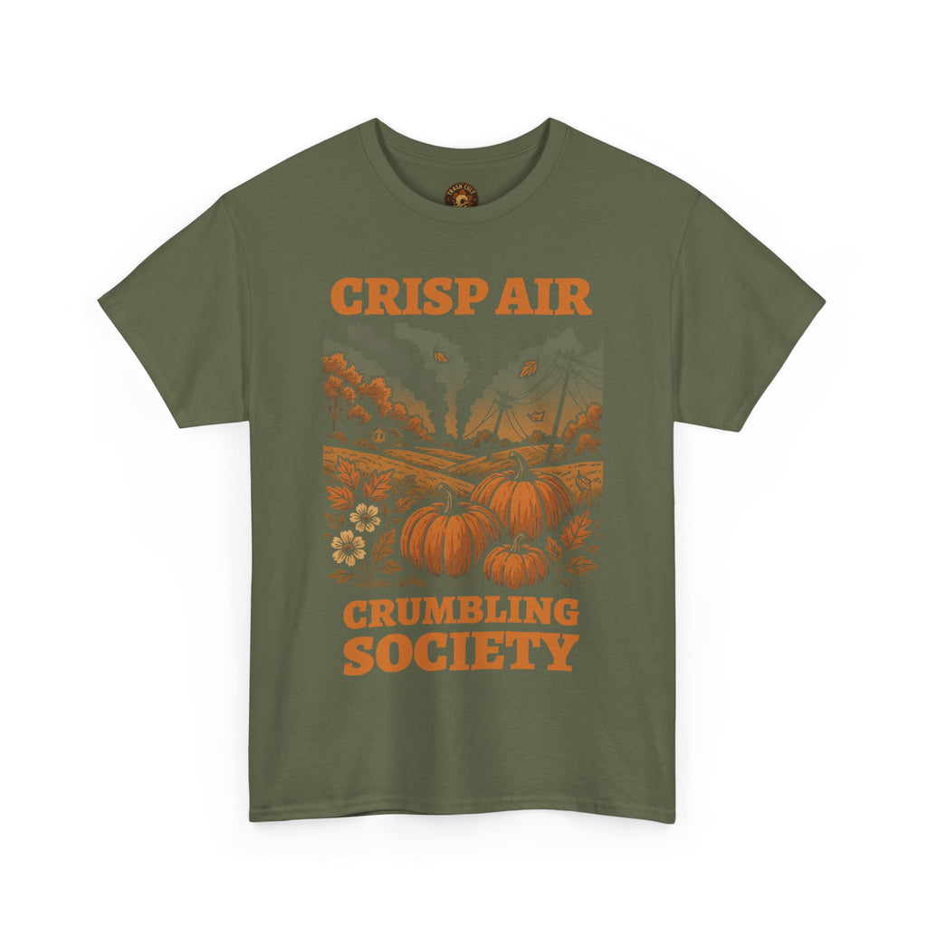 Crisp Air Crumbling Society Shirt – Dystopian Fall Pumpkin Tee – Fall of Humanity Collection – Trash Cult Supply Co.