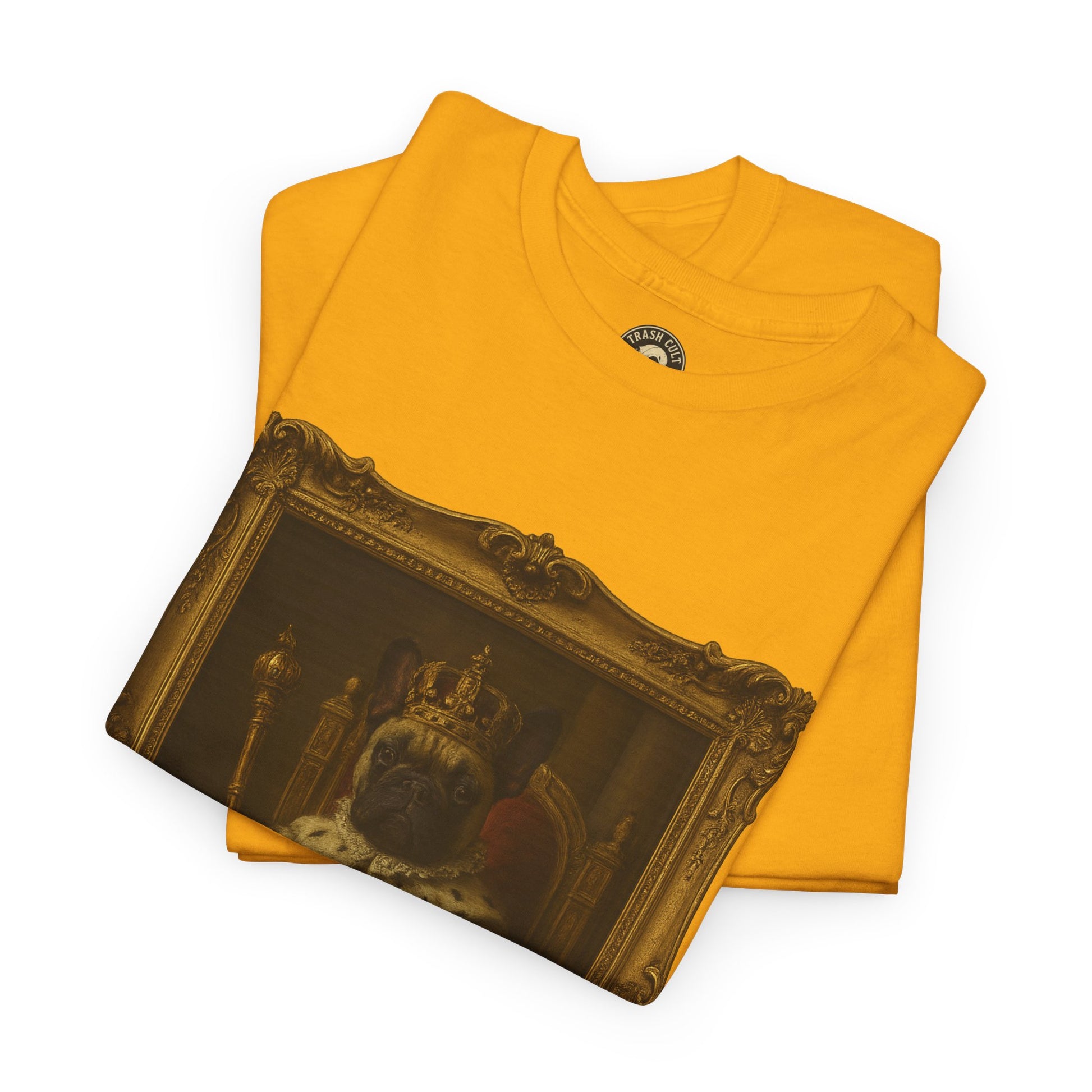 French Bulldog King Baroque Portrait Shirt – Funny Royal Dog Tee – Gildan 5000 Unisex Heavy Cotton