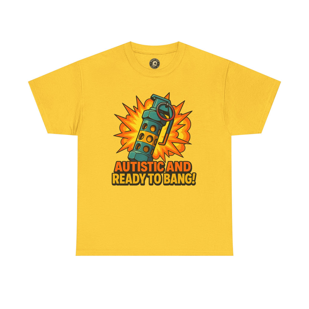 Autistic and Ready to Bang! Unisex Heavy Cotton Tee | Fun Graphic Tee, Autistic Pride, Gift for Autism Awareness, Casual Wear