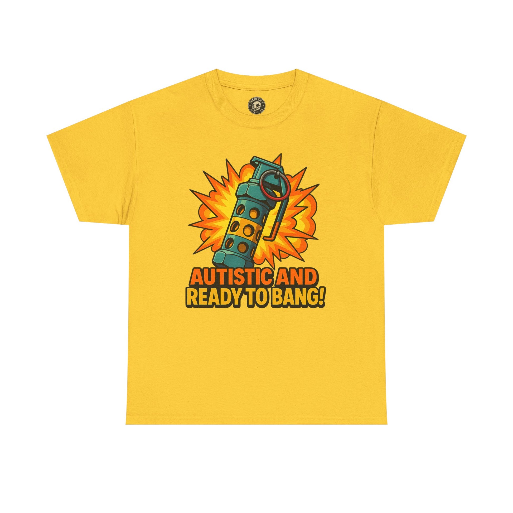 Autistic and Ready to Bang! Unisex Heavy Cotton Tee | Fun Graphic Tee, Autistic Pride, Gift for Autism Awareness, Casual Wear