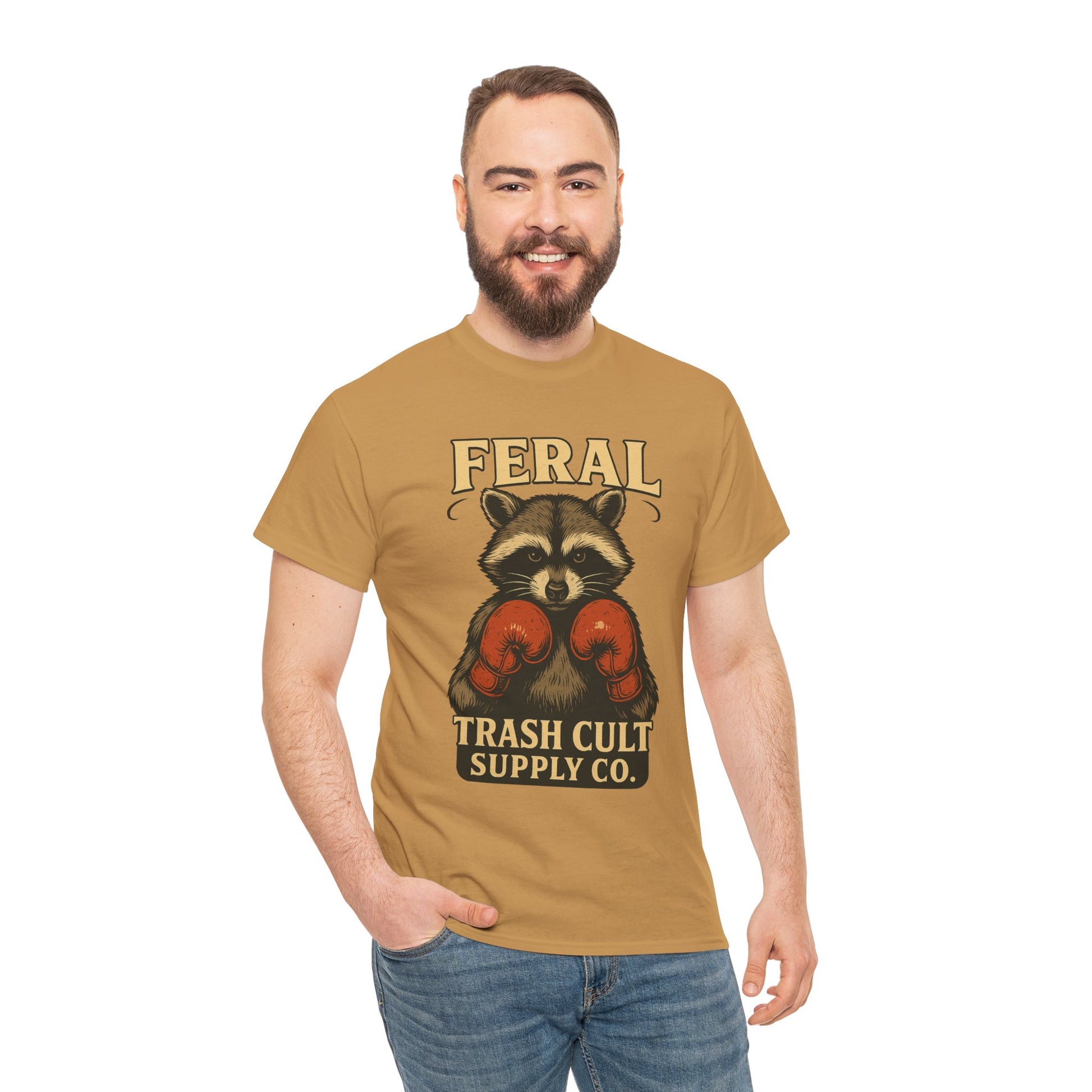 Feral Raccoon Tee - Unisex Heavy Cotton Tee, Cute Animal Shirt, Trendy Graphic Tee, Fun Gift for Animal Lovers, Casual Everyday Wear