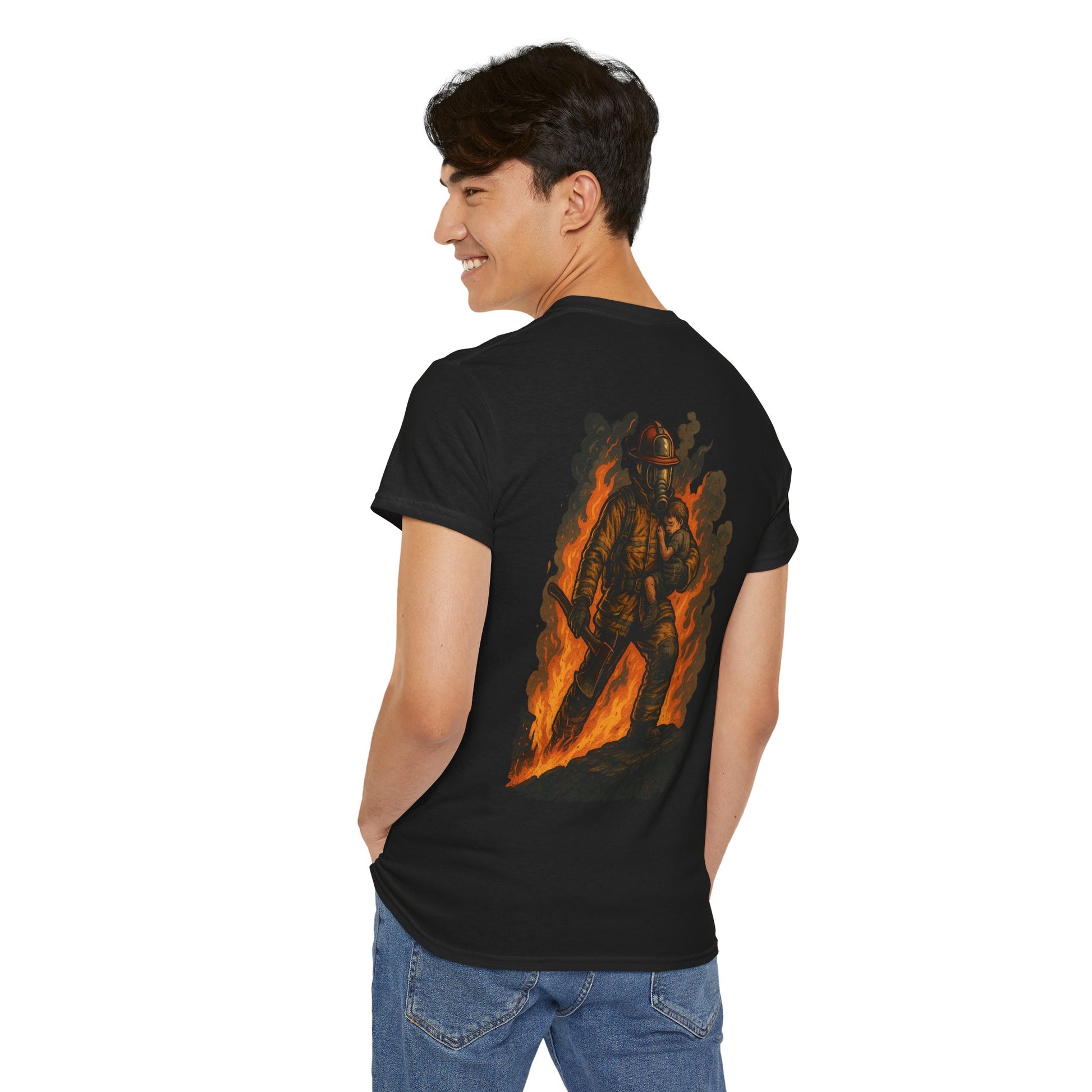 Firefighter Tribute T-Shirt - Bold Design, Heroic Spirit, Unisex Shirt, Gift for Firefighters, Fire Safety Awareness