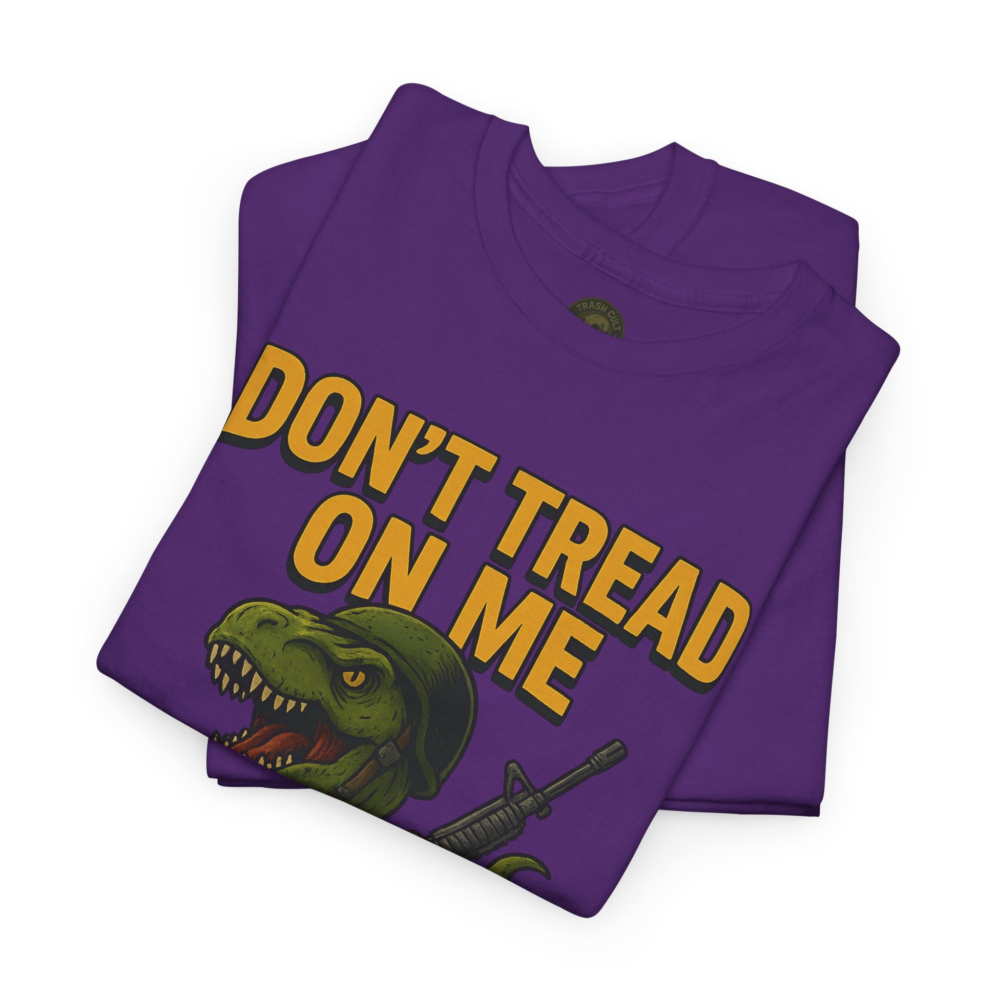 Don’t Tread On Me T-Rex T-Shirt – Liberty or Death Graphic | Trash Cult Supply Co. | Gildan 5000 Heavy Cotton
