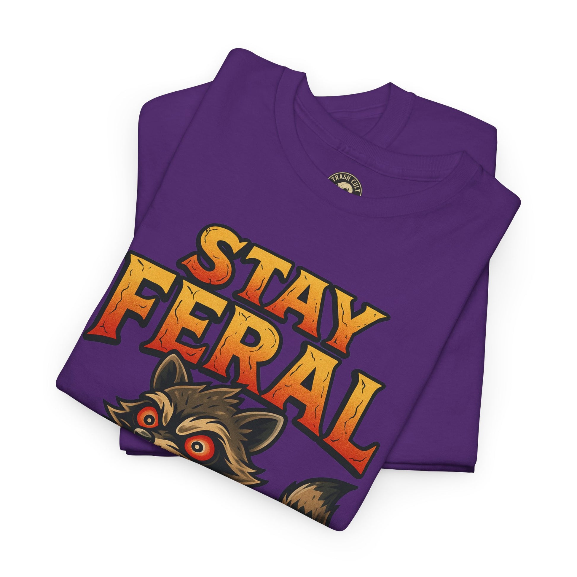Stay Feral Roomba Raccoon T-Shirt – Bold New School Tattoo Style | Trash Cult Supply Co